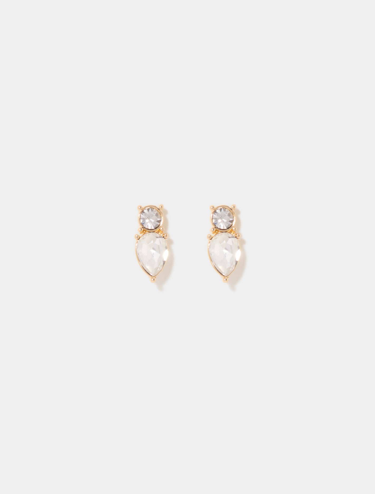 Leila Dainty Stone Stud Earrings Gold/Crystal_mannequin