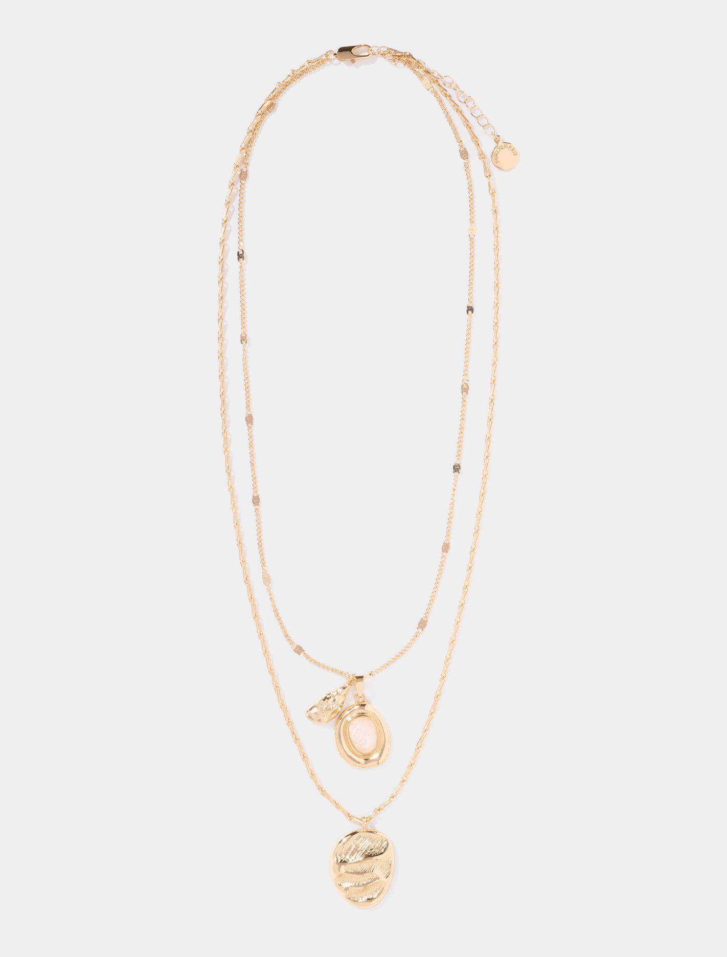 Signature Miriam Molten Stone Drop Necklace White & Gold_mannequin