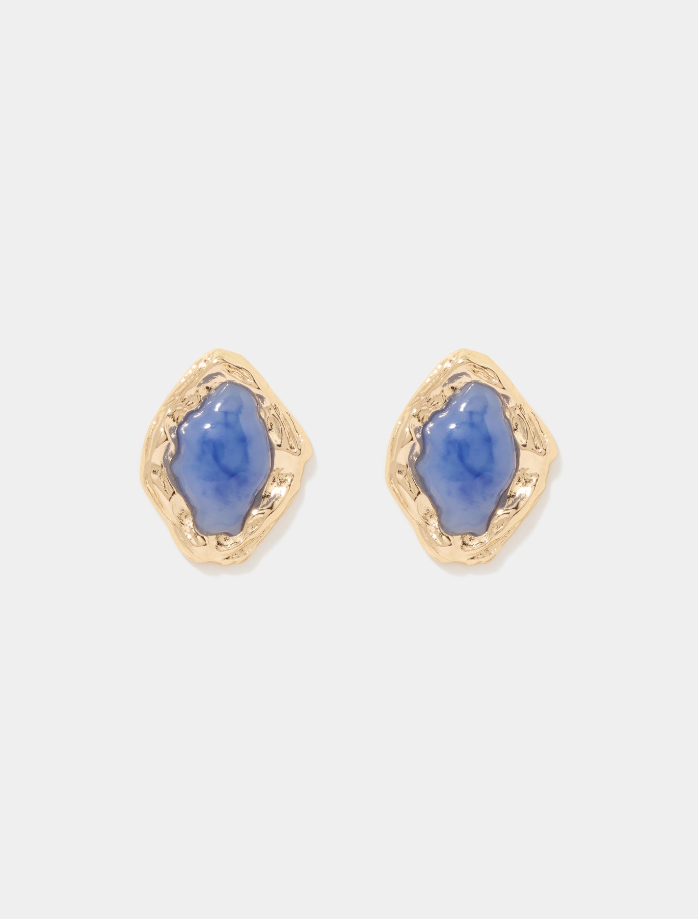 Signature Samara Organic Stone Stud Earrings Blue/Gold_mannequin