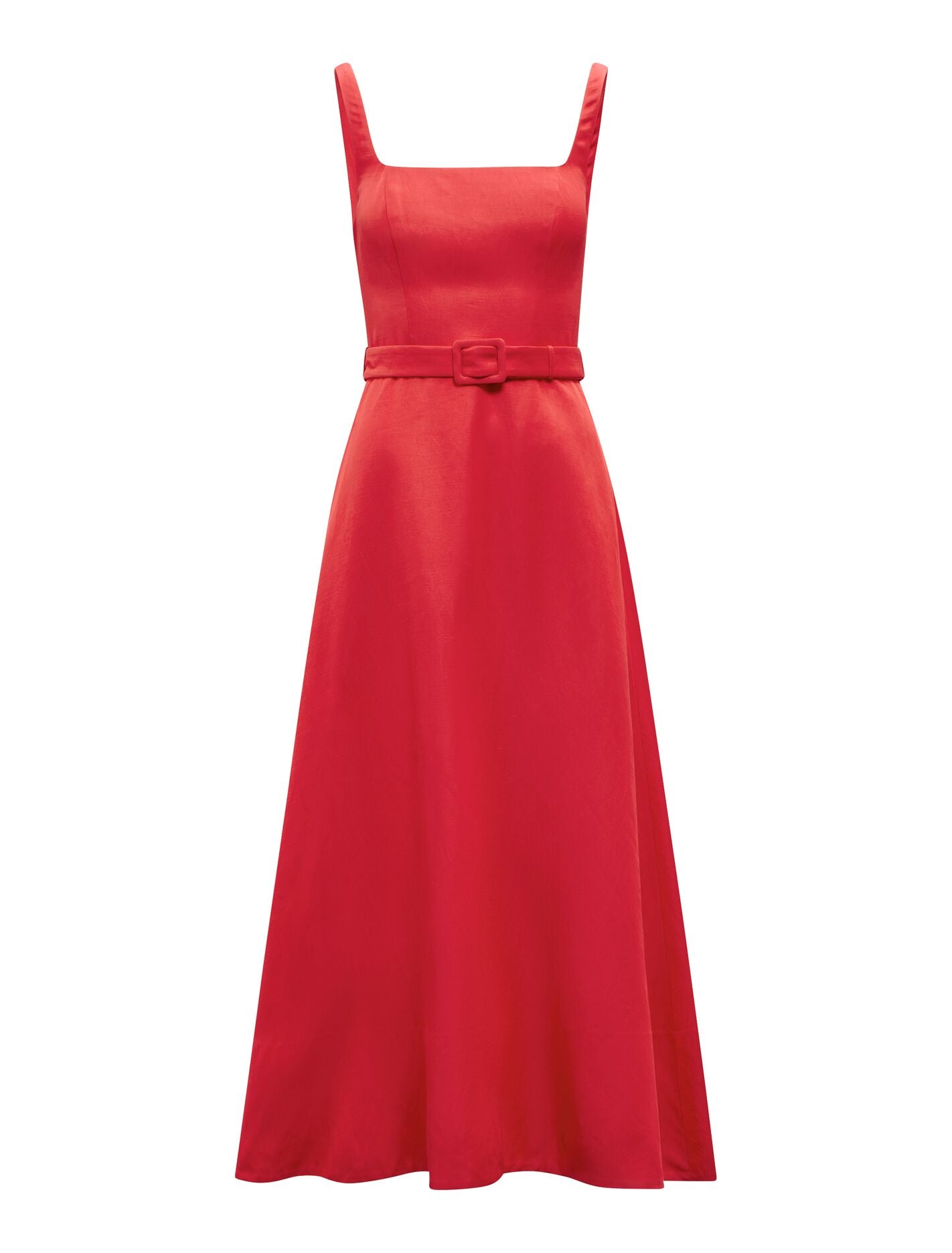 Hayden Square Neck Midi Dress Red_mannequin