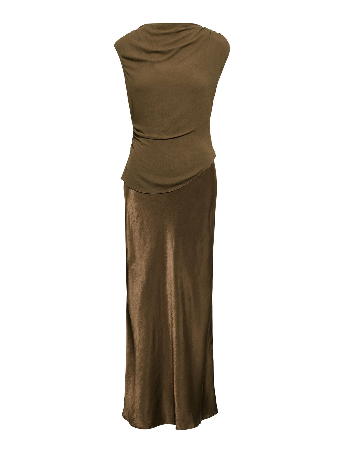 Aurora 2-in-1 Slip Midi Dress Dark Olive_mannequin