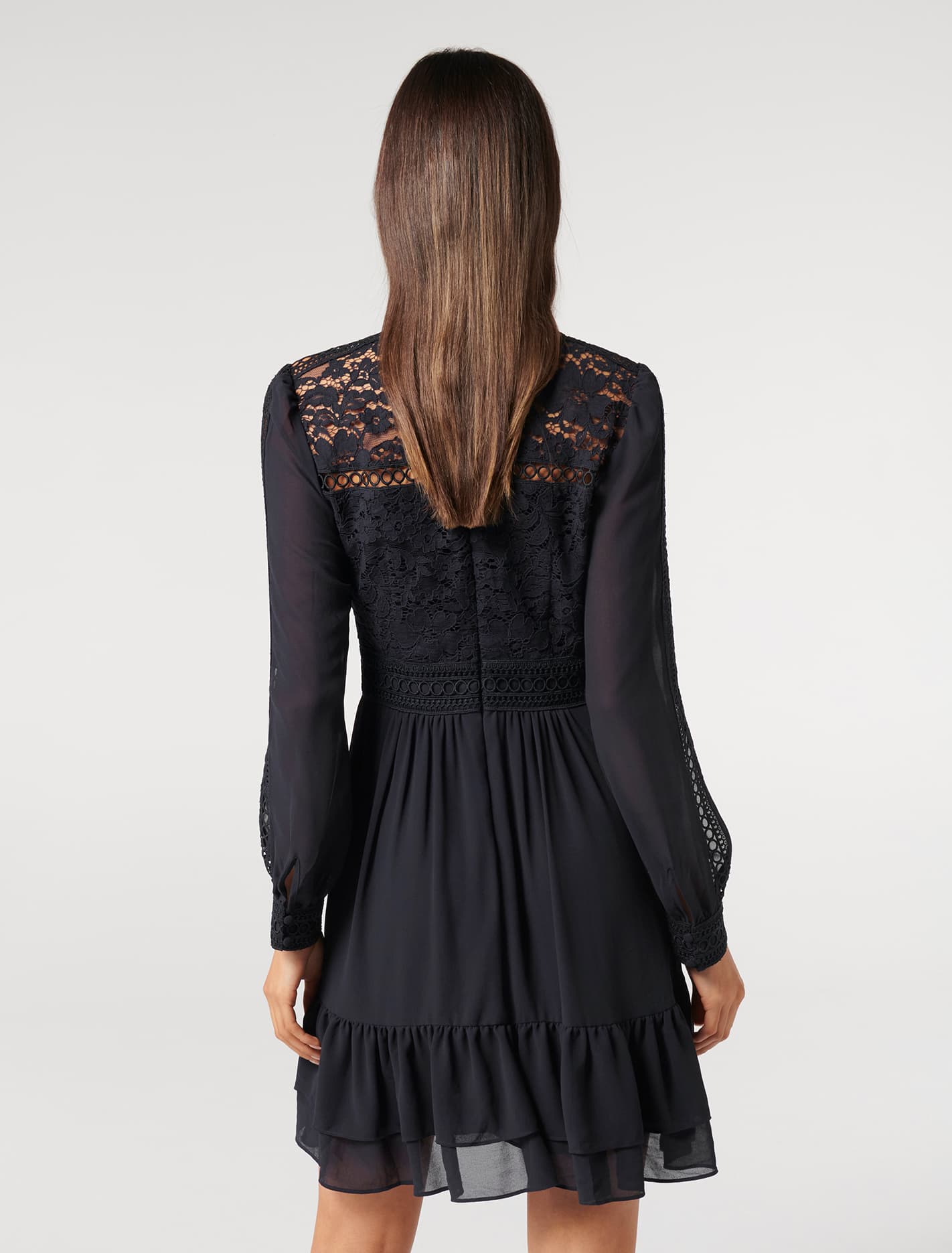 Laurina Lace Skater Dress Navy