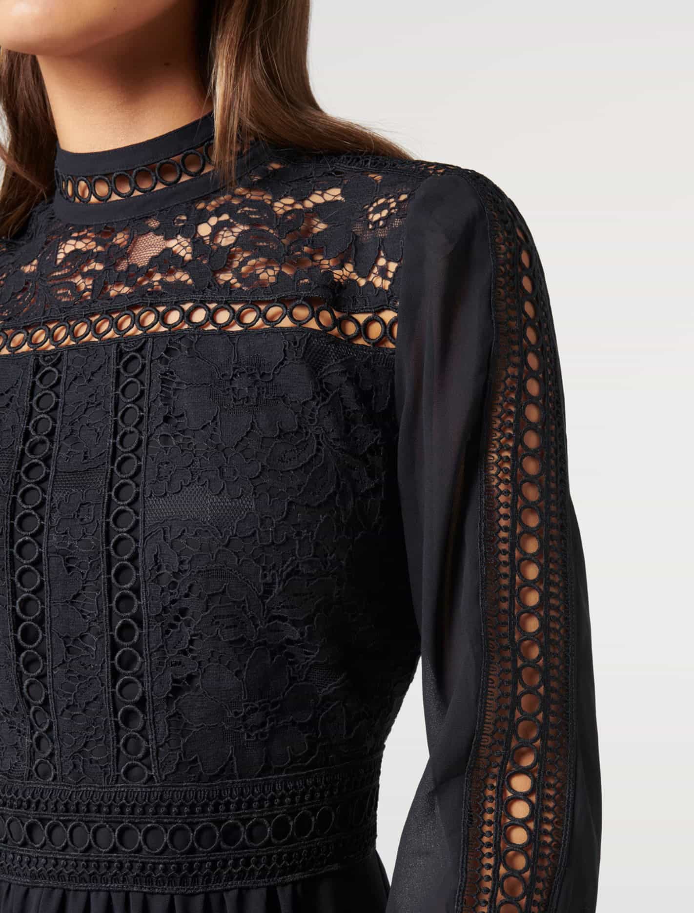 Laurina Lace Skater Dress Navy
