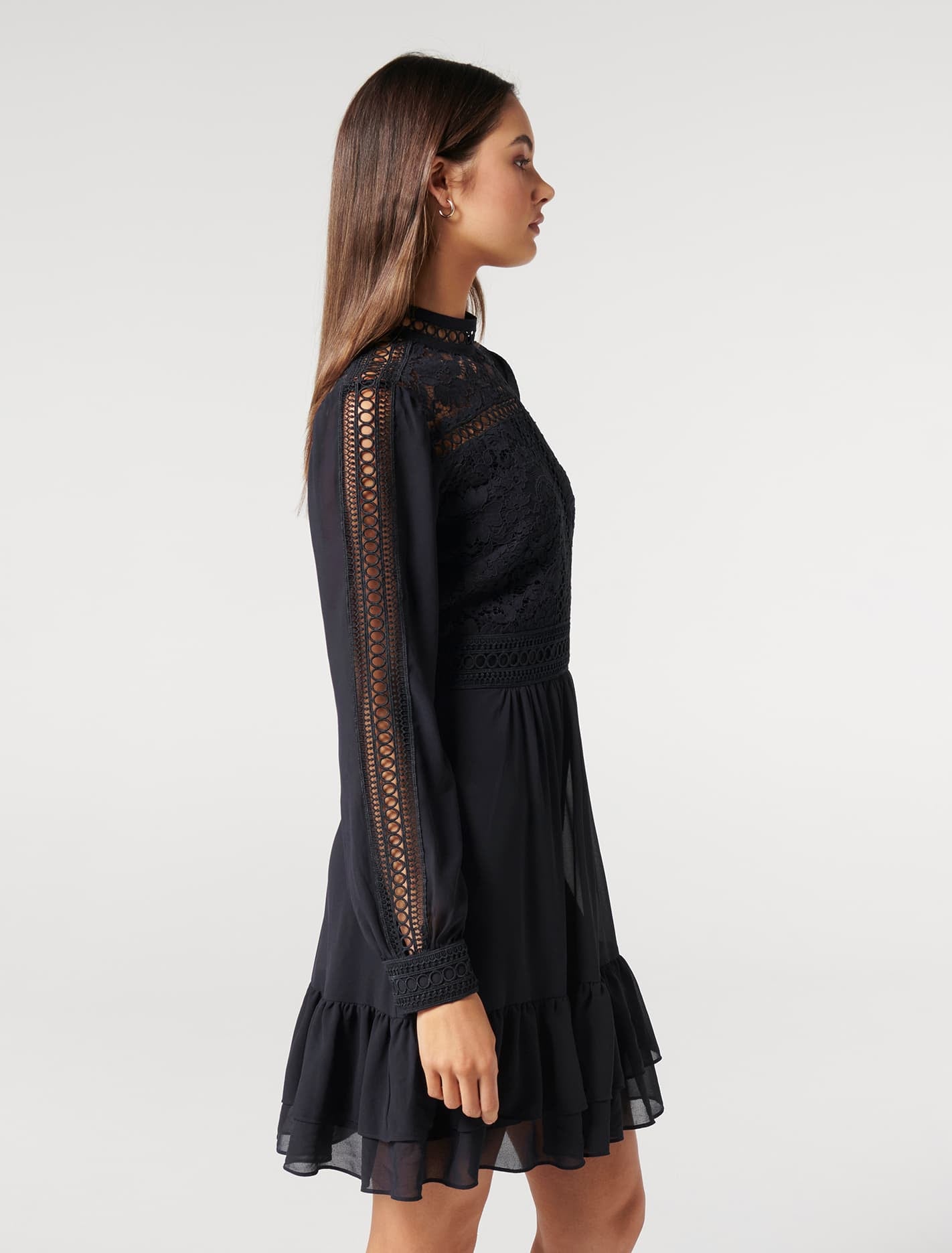 Laurina Lace Skater Dress Navy