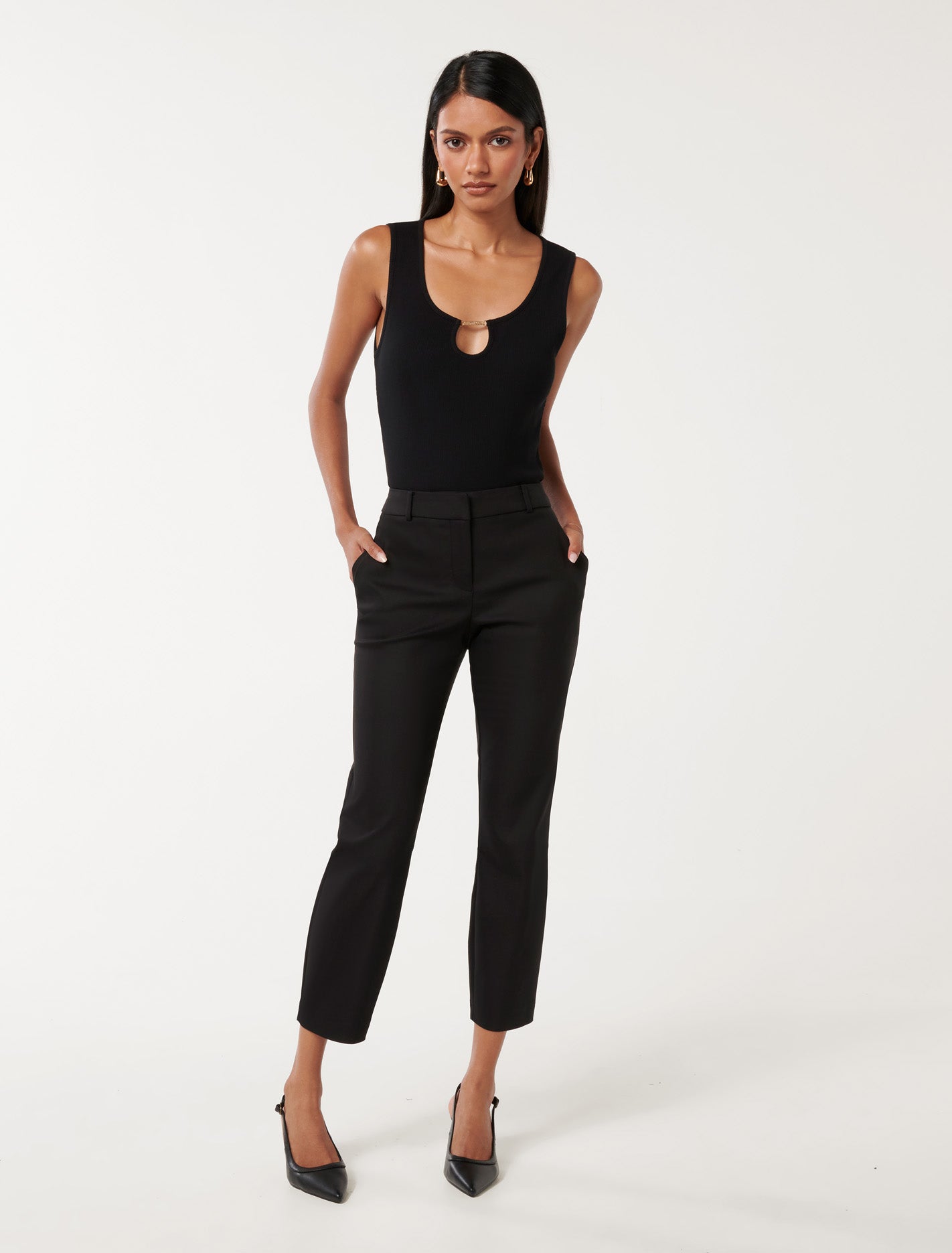 Mindy petite 7/8 slim pants Black