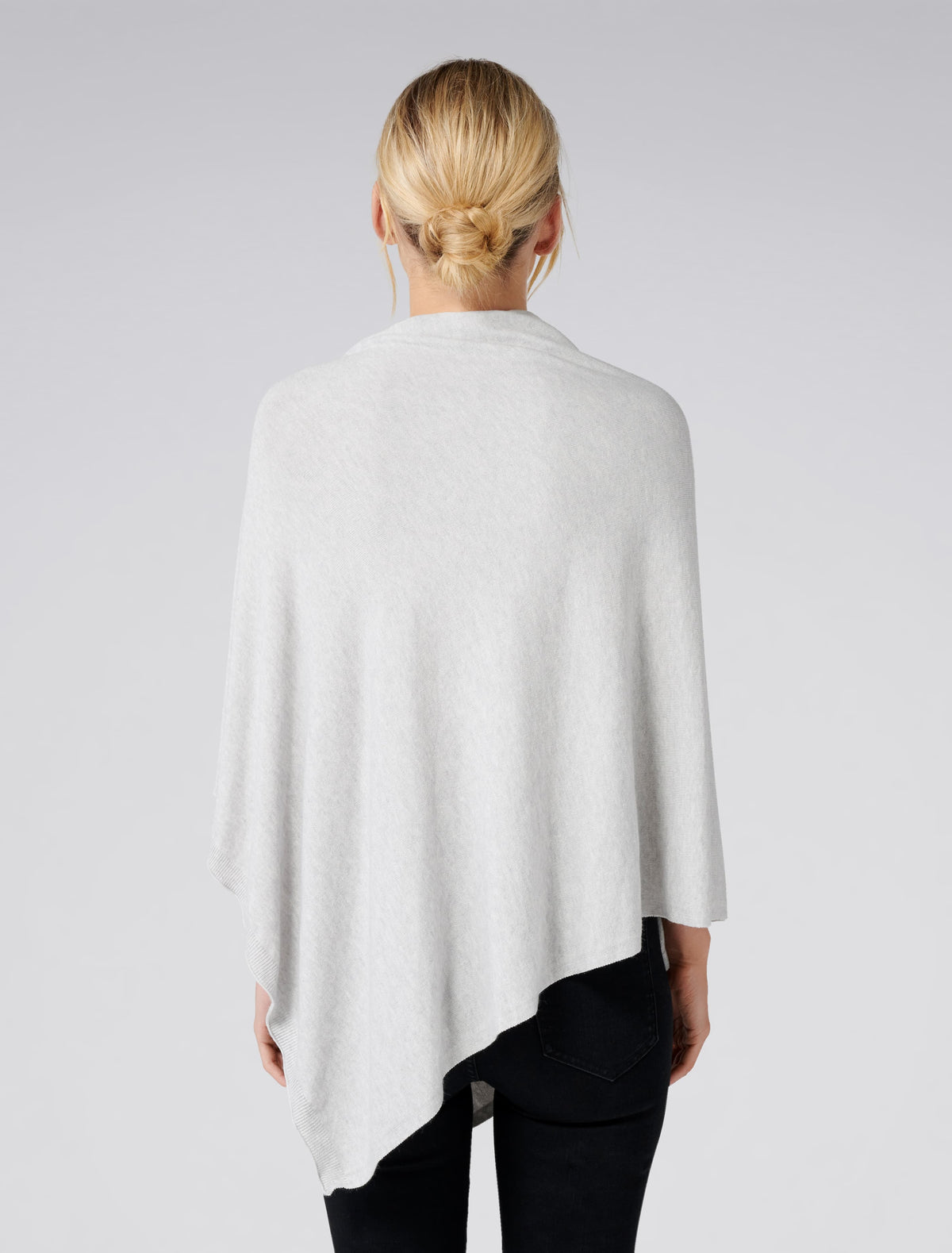 Chloe Button Poncho Light Grey