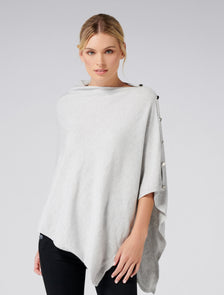 Chloe Button Poncho Light Grey