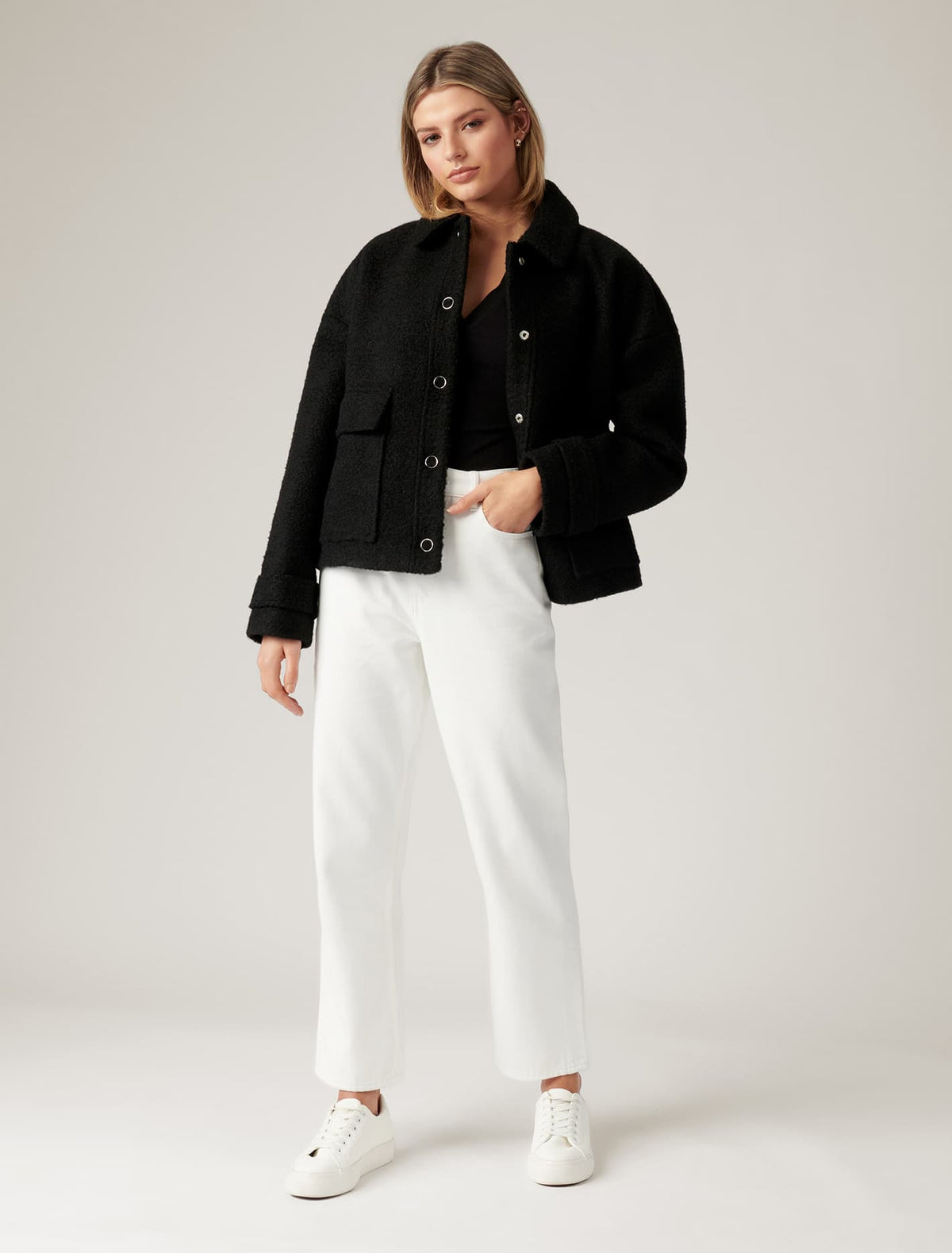 Melanie cropped borg Black