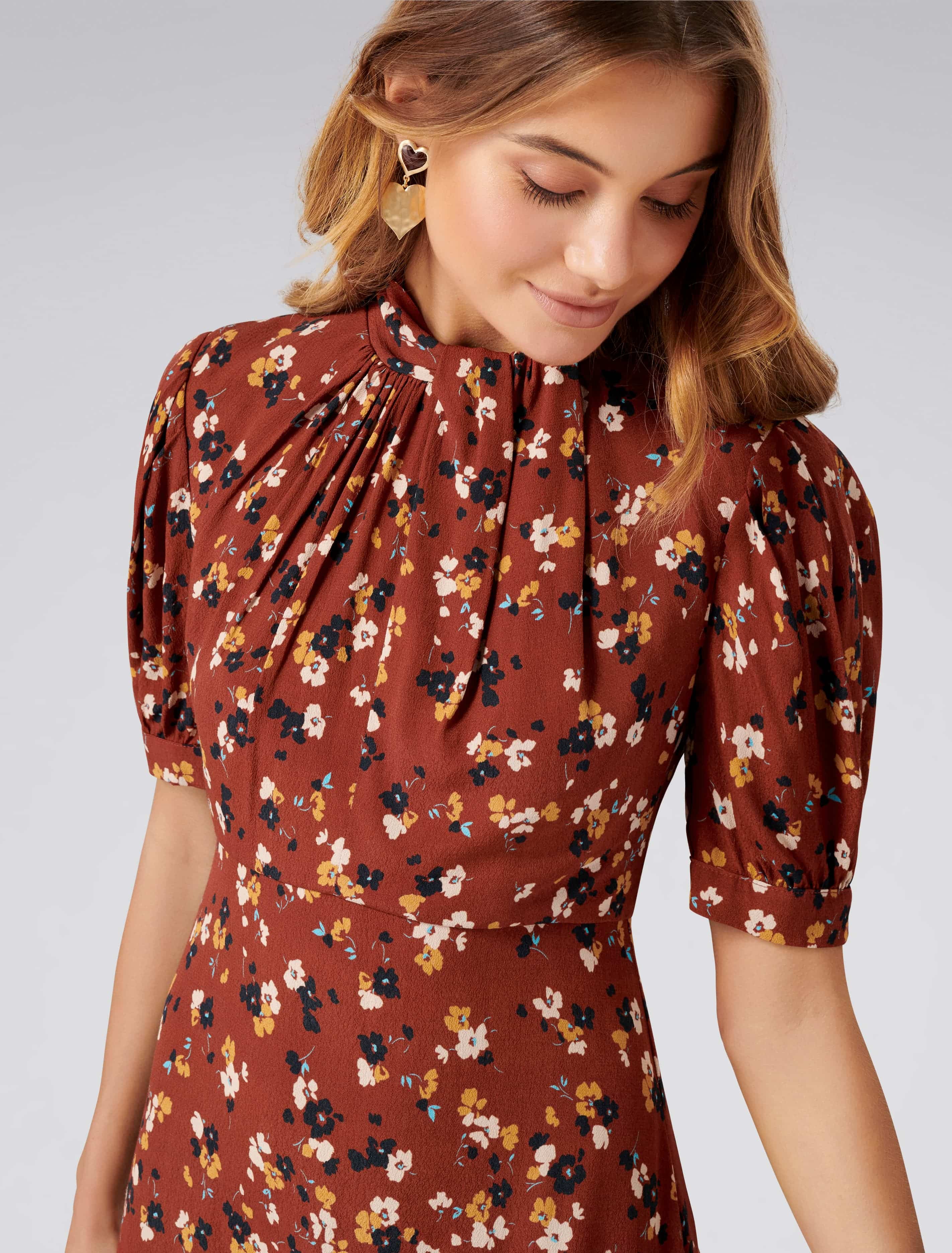 Tessa Puff Sleeve Midi Dress VINTAGE DITSY