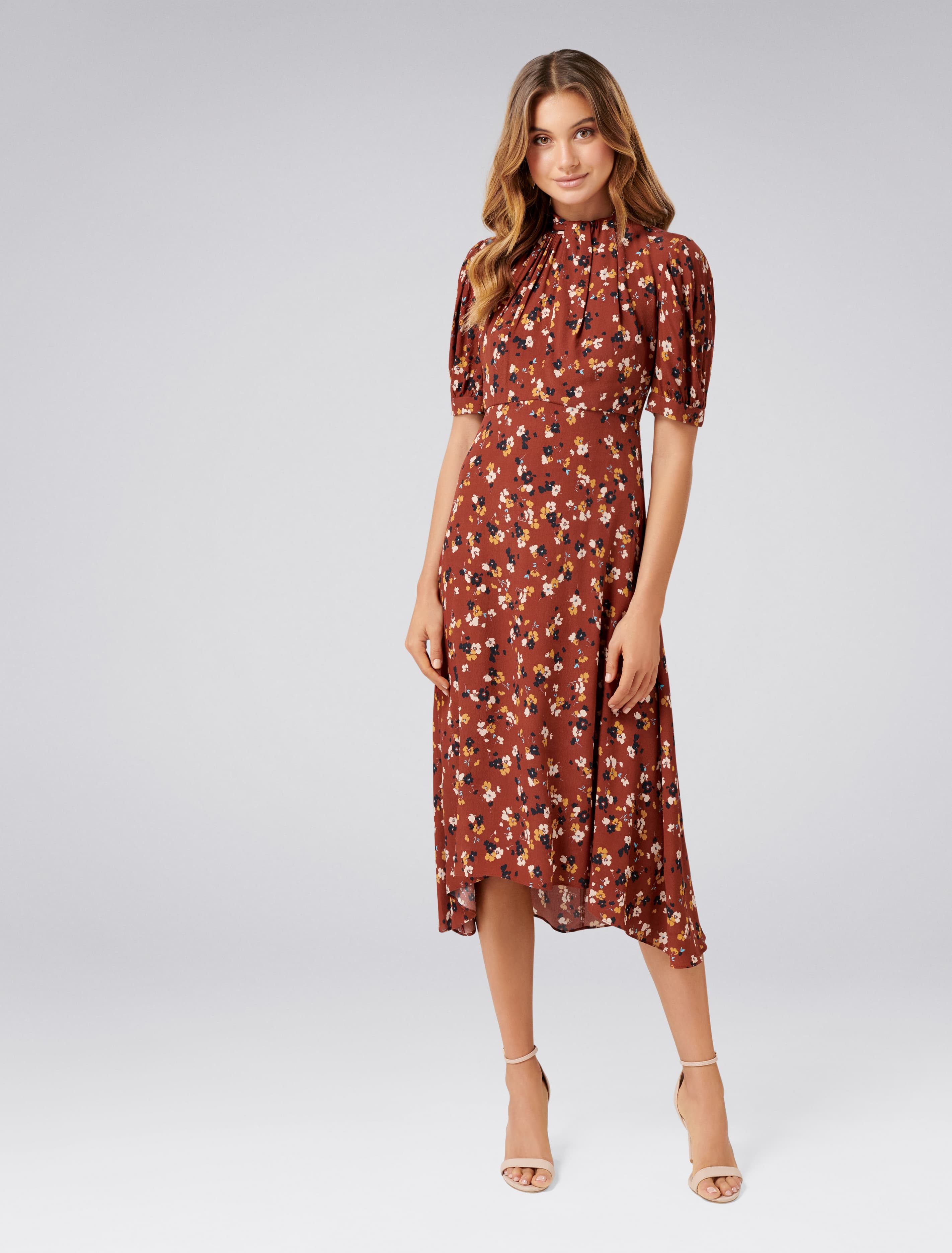 Tessa Puff Sleeve Midi Dress VINTAGE DITSY
