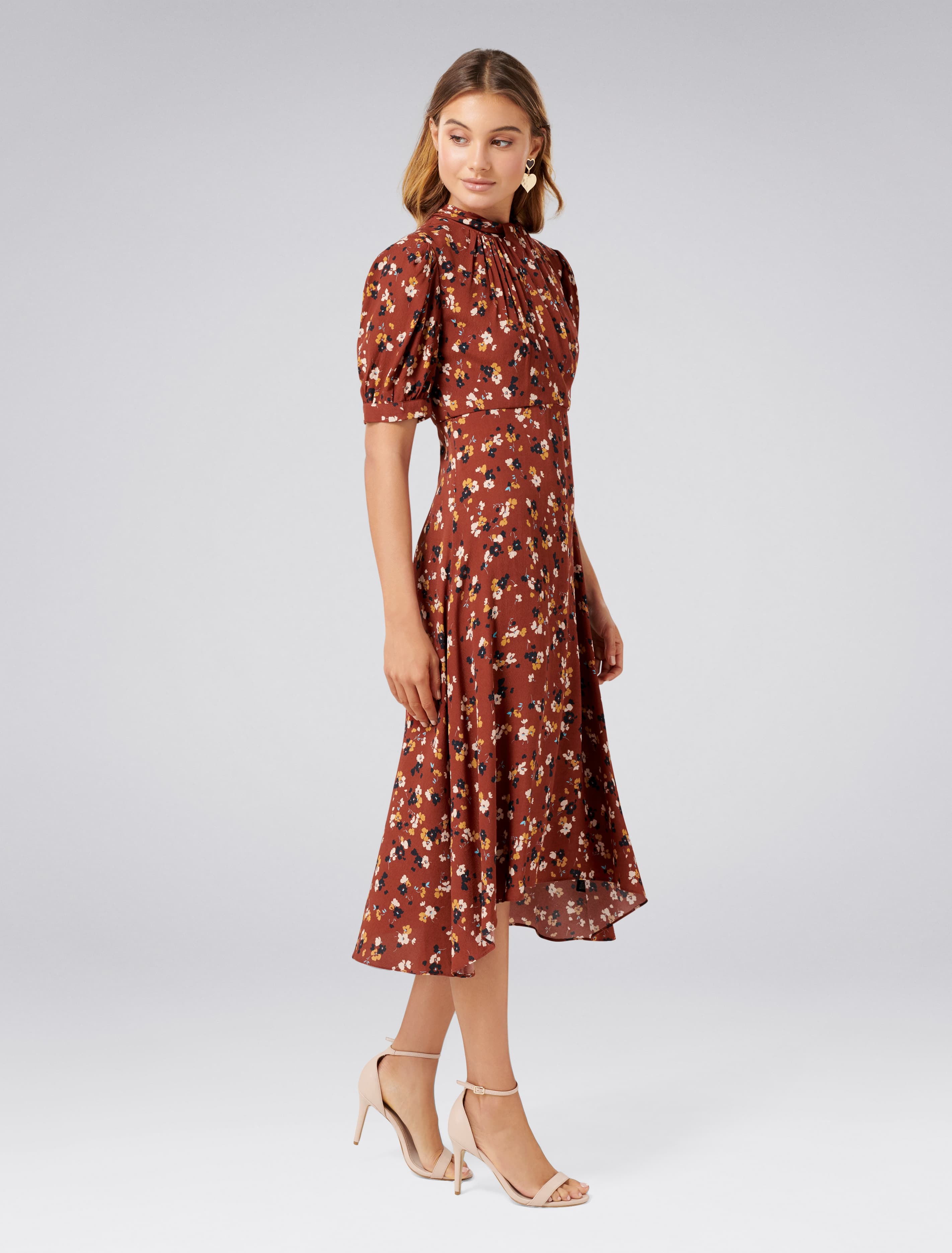 Tessa Puff Sleeve Midi Dress VINTAGE DITSY