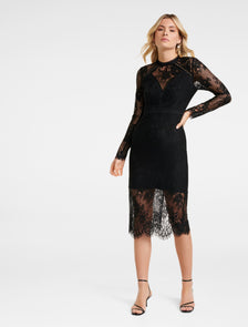 RIVKA LACE MIDI Black
