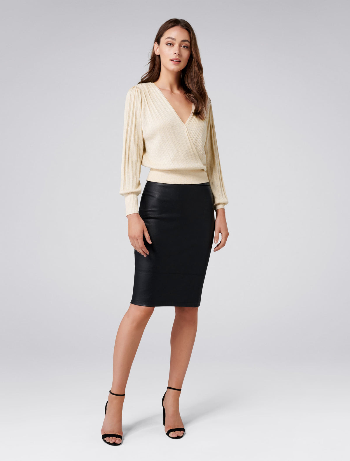 Cindy Pleat Knit Top Champagne