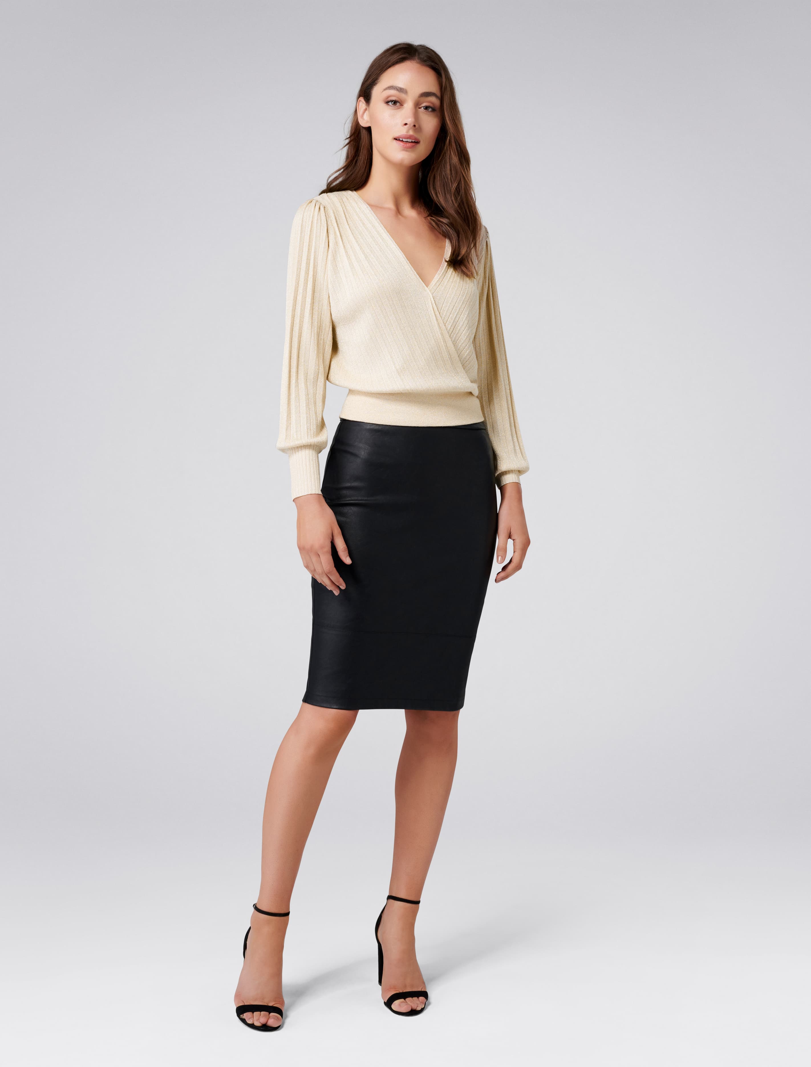 Cindy Pleat Knit Top Champagne