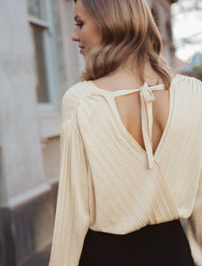 Cindy Pleat Knit Top Champagne
