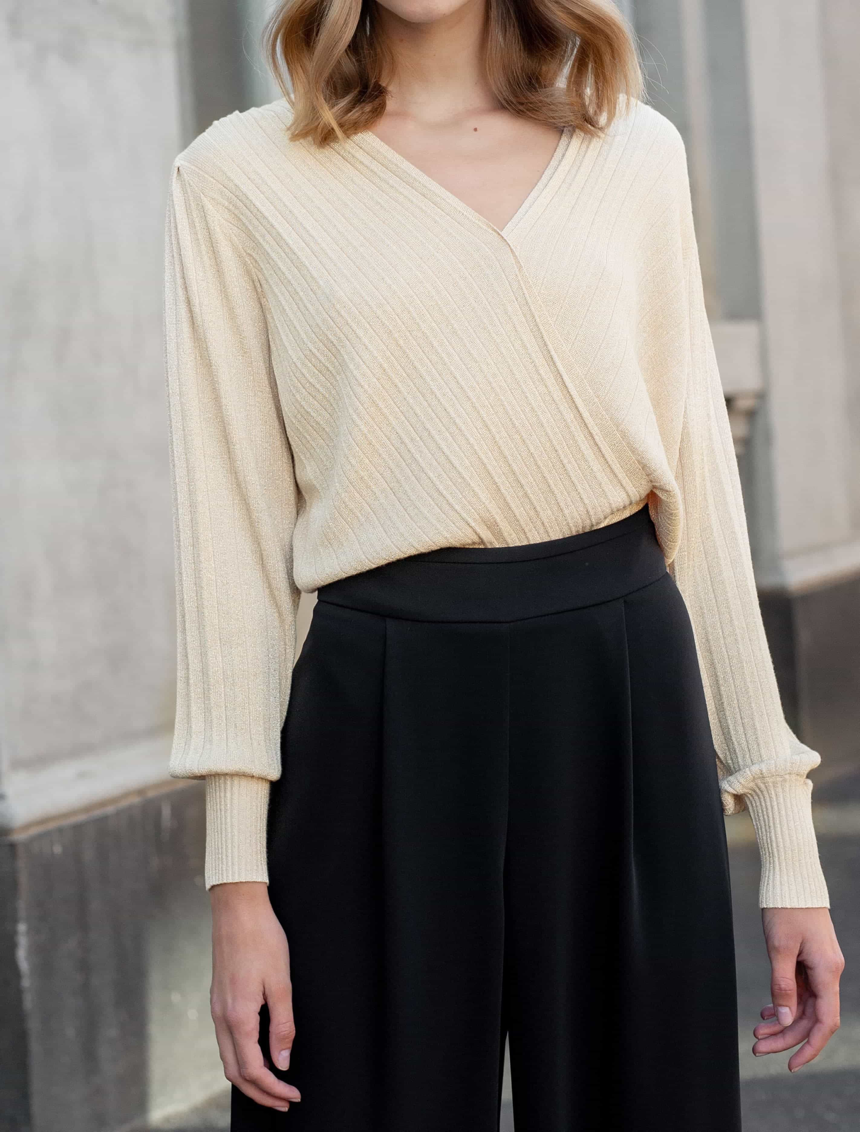 Cindy Pleat Knit Top Champagne