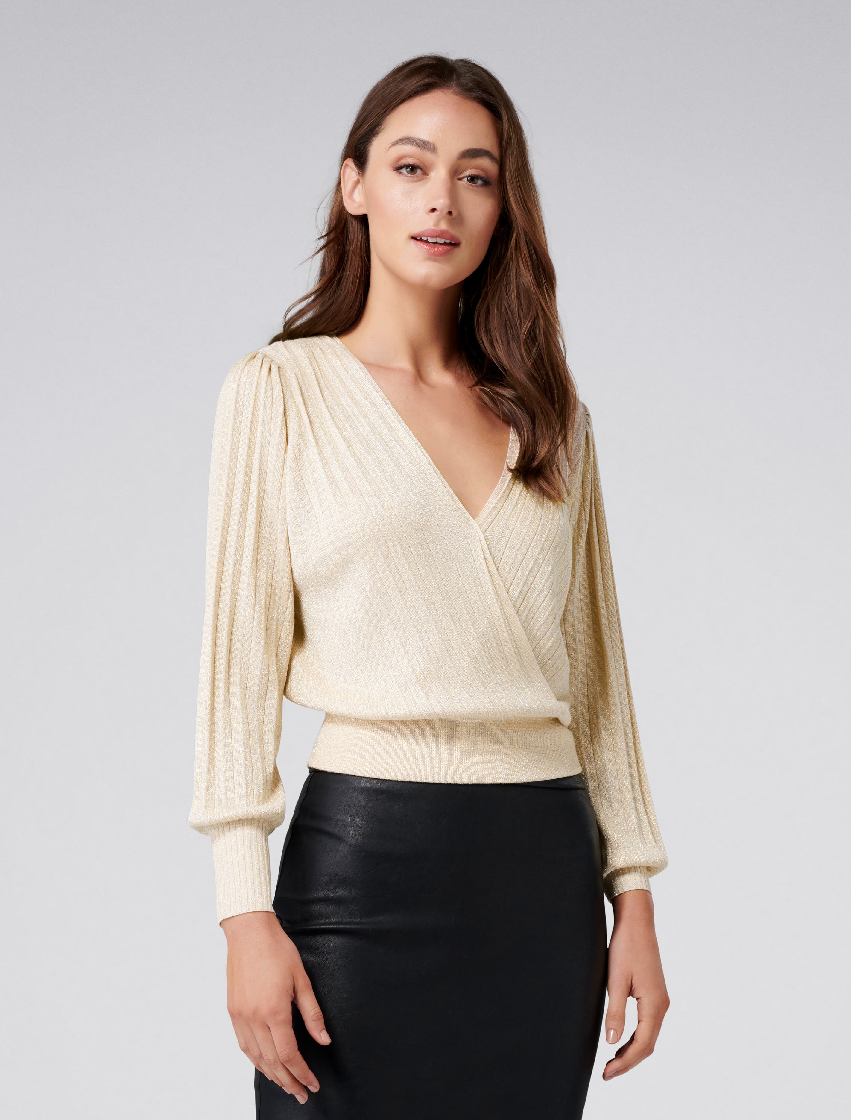 Cindy Pleat Knit Top Champagne