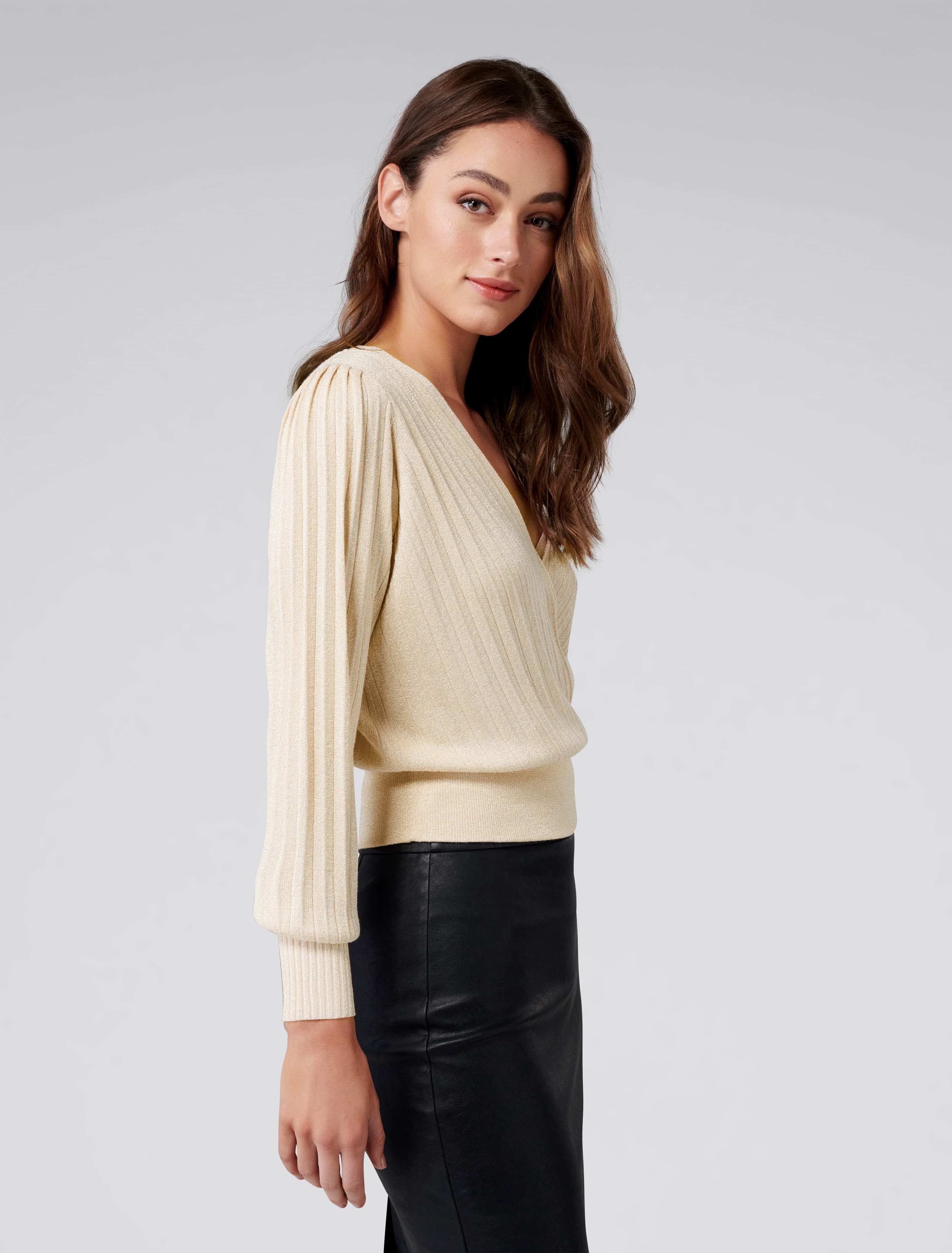 Cindy Pleat Knit Top Champagne