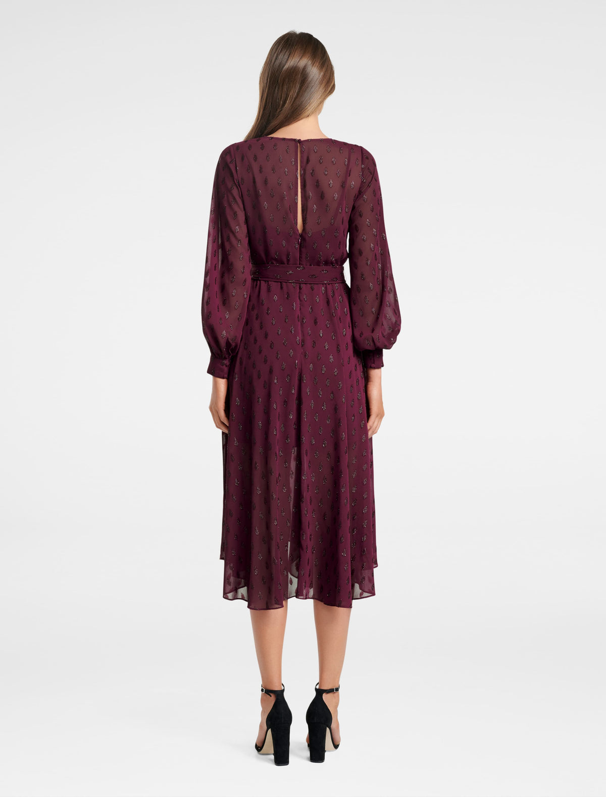 JOJO METALLIC MIDI DRESS Plum