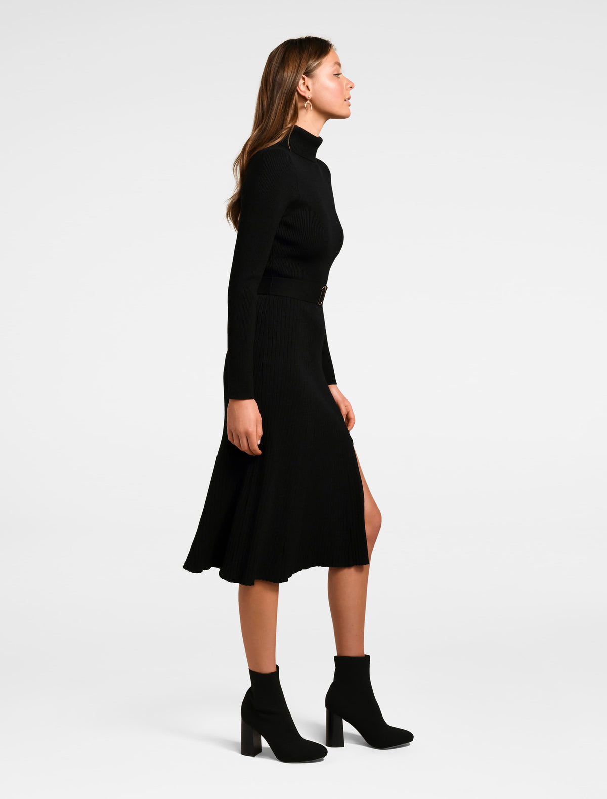 Stephanie Rib Midi Dress Black