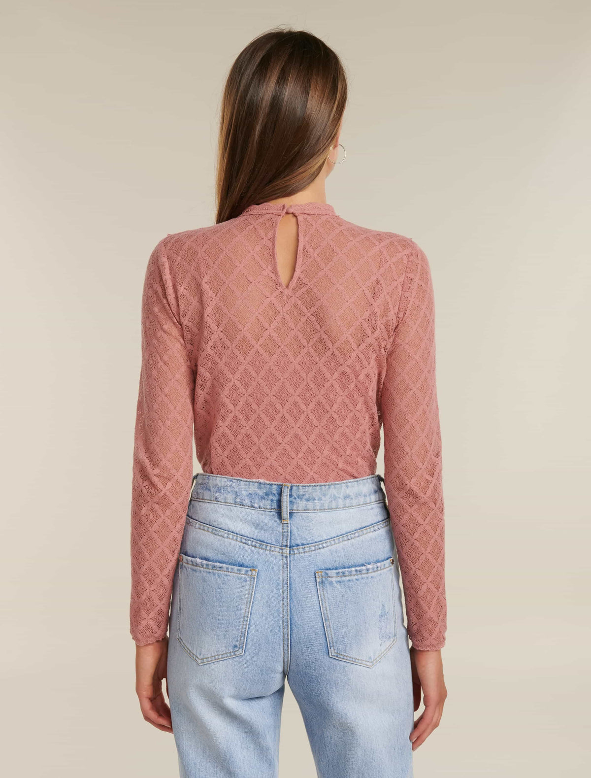 Bailey Pintuck Lace Shell Top Rosehip