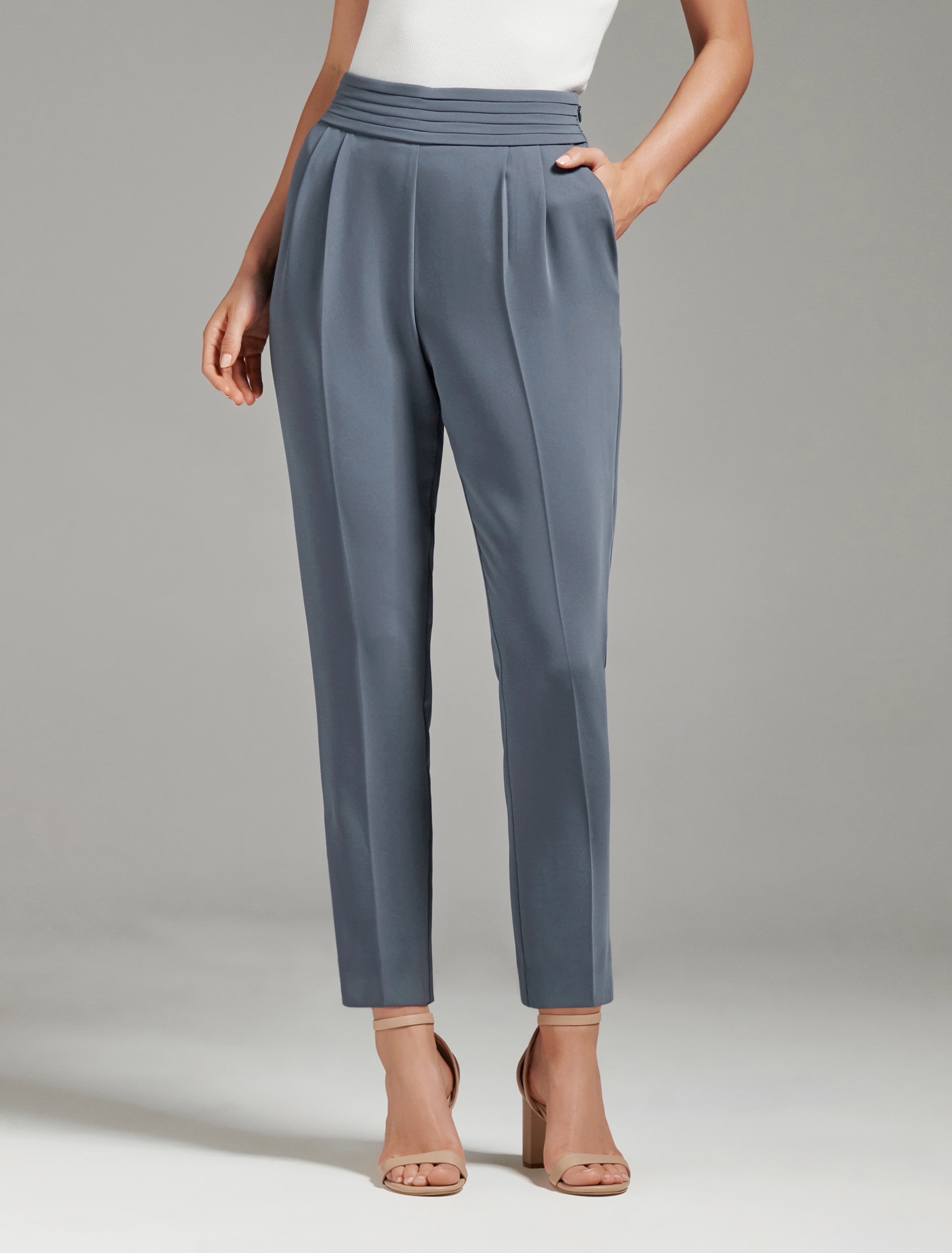 ZOE PLEATED ELASTIC BACK PANT Blue