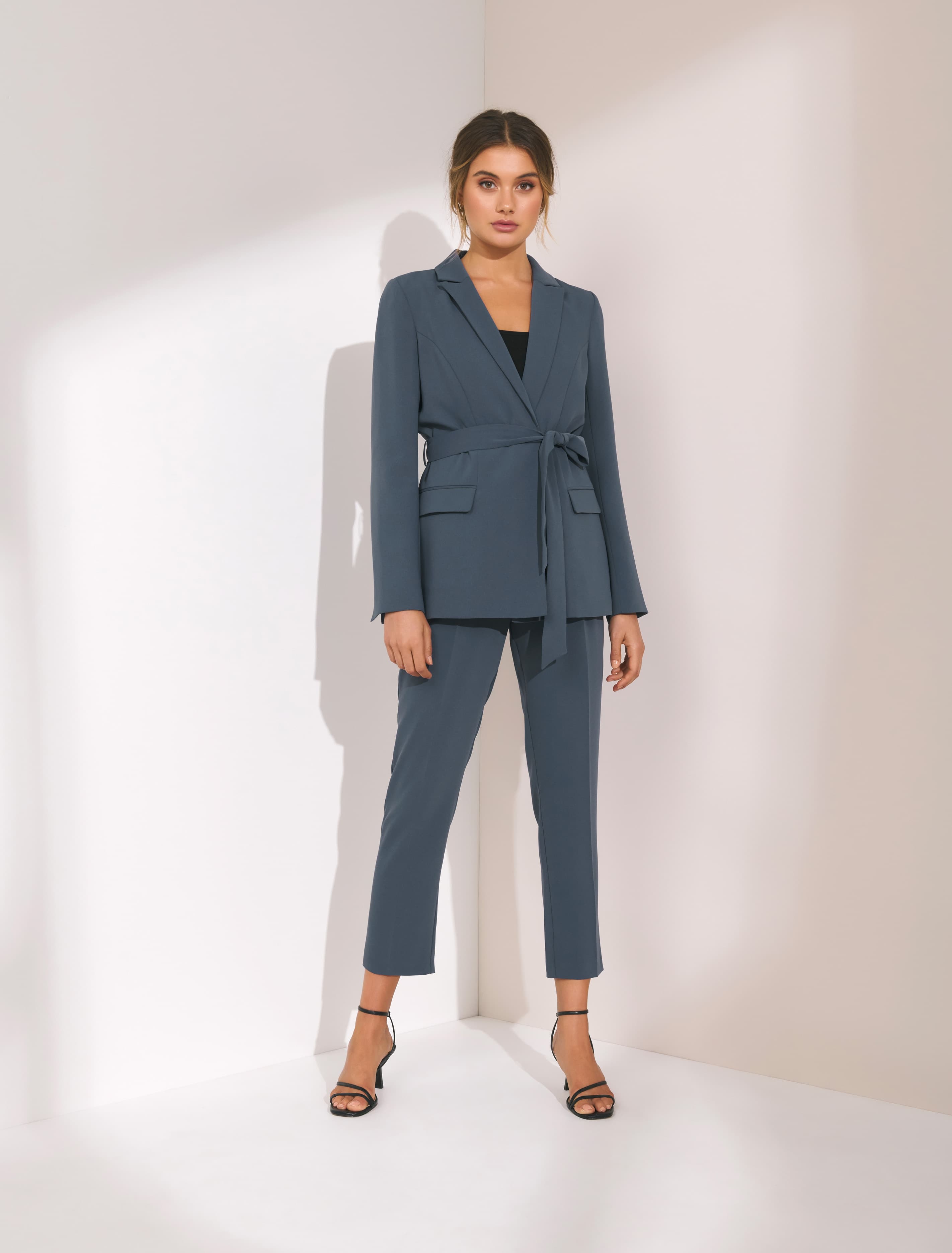 ZOE PLEATED ELASTIC BACK PANT Blue