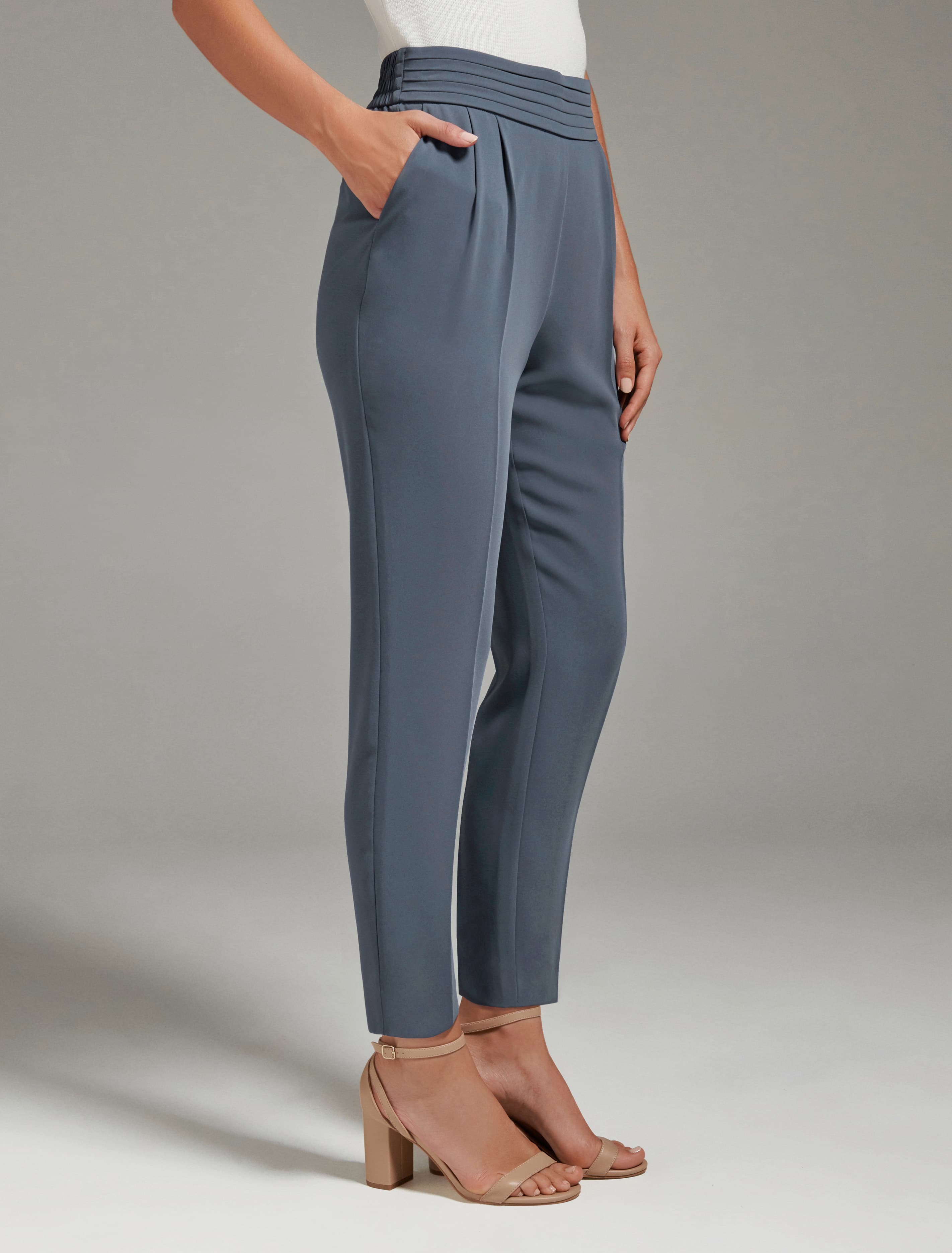 ZOE PLEATED ELASTIC BACK PANT Blue