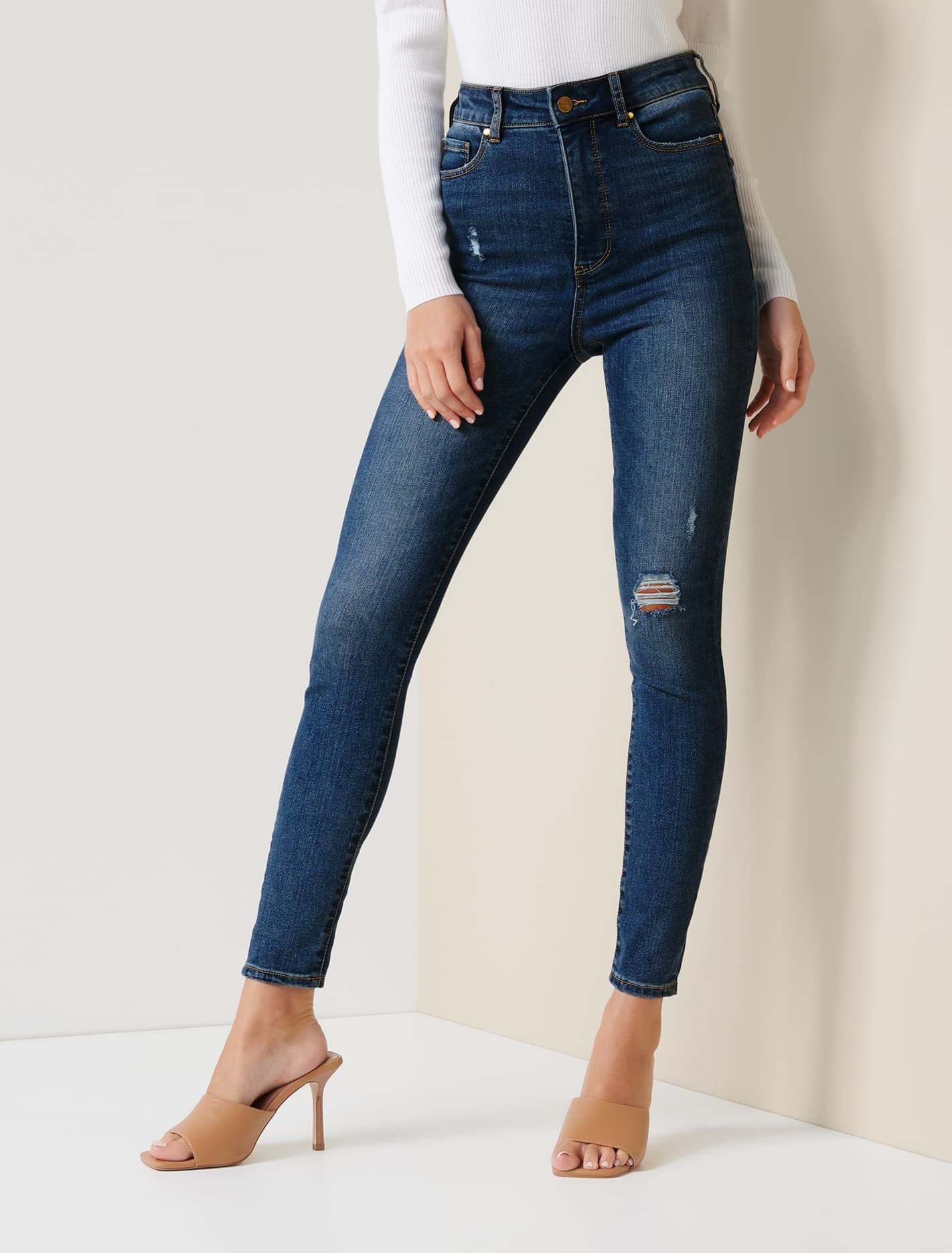 Bella High Rise Sculpting Jean Belize Blue Distress