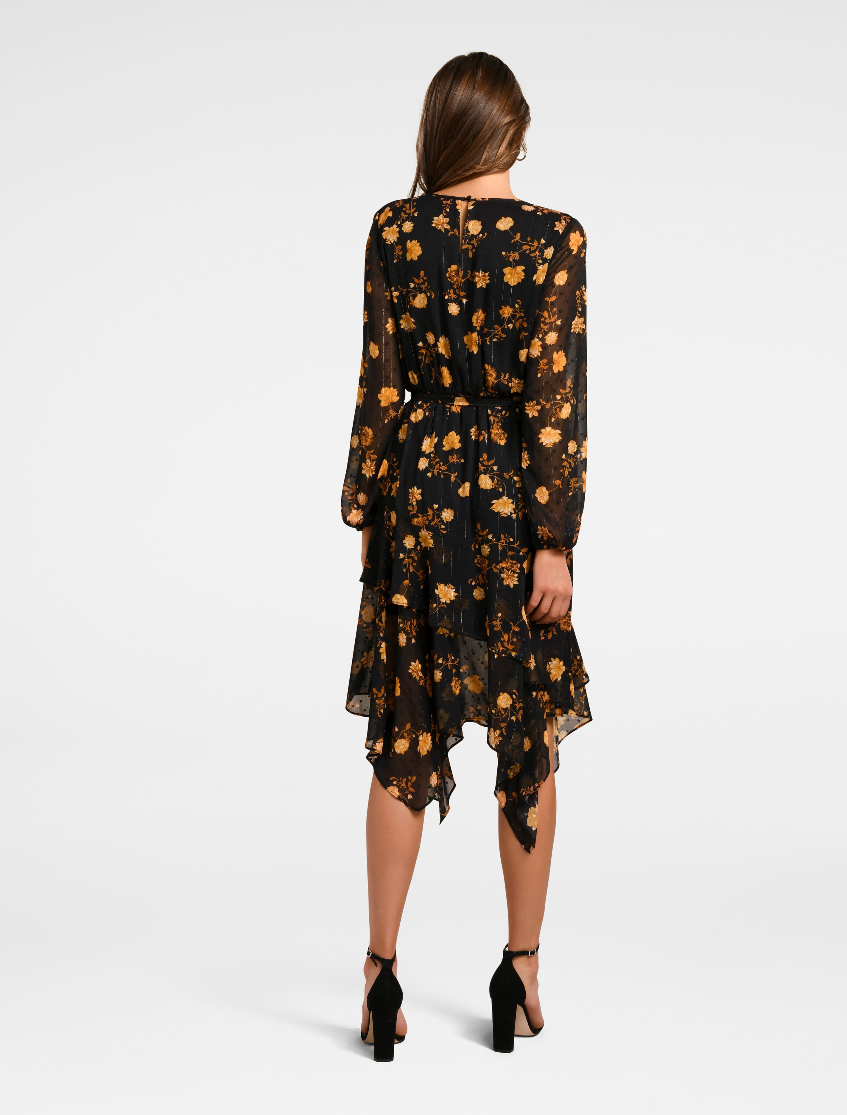 TIA PRINTED ASYMMETRIC FRILL MAXI COPPER DITSY