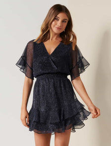 SOPHIE PLISSE MINI DRESS Navy