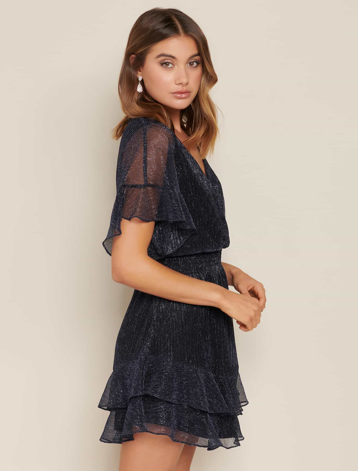 SOPHIE PLISSE MINI DRESS Navy