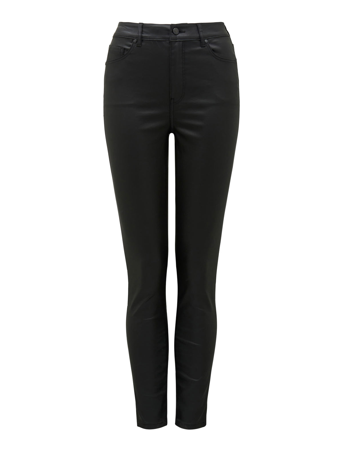 Zoe Mid Rise Ankle Grazer Jean Coated Black