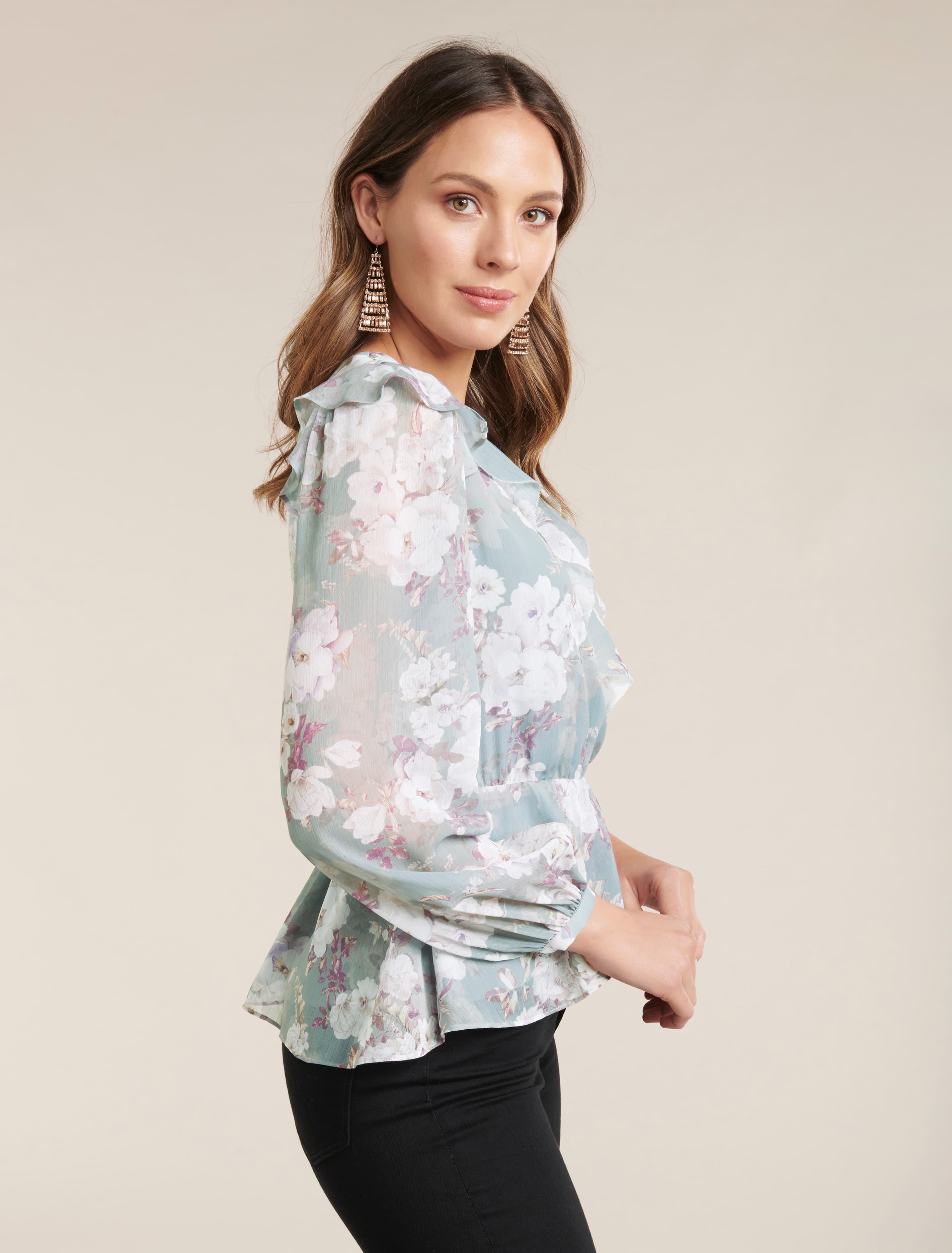 Sorrento Romantica Blouse Sheer Ivory Floral