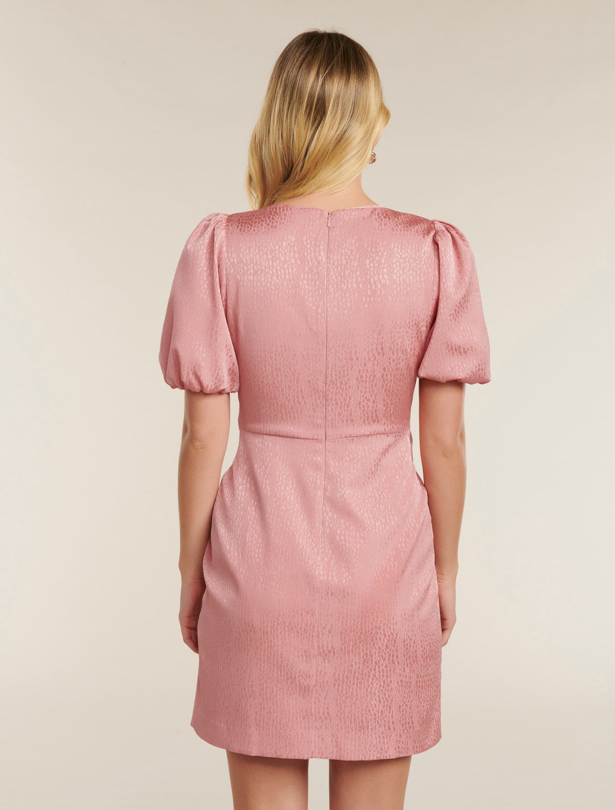 Ellie Jacquard Mini Dress Pastel Salmon