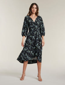 Maya Frill Wrap Midi Dress Whisper Ditsy