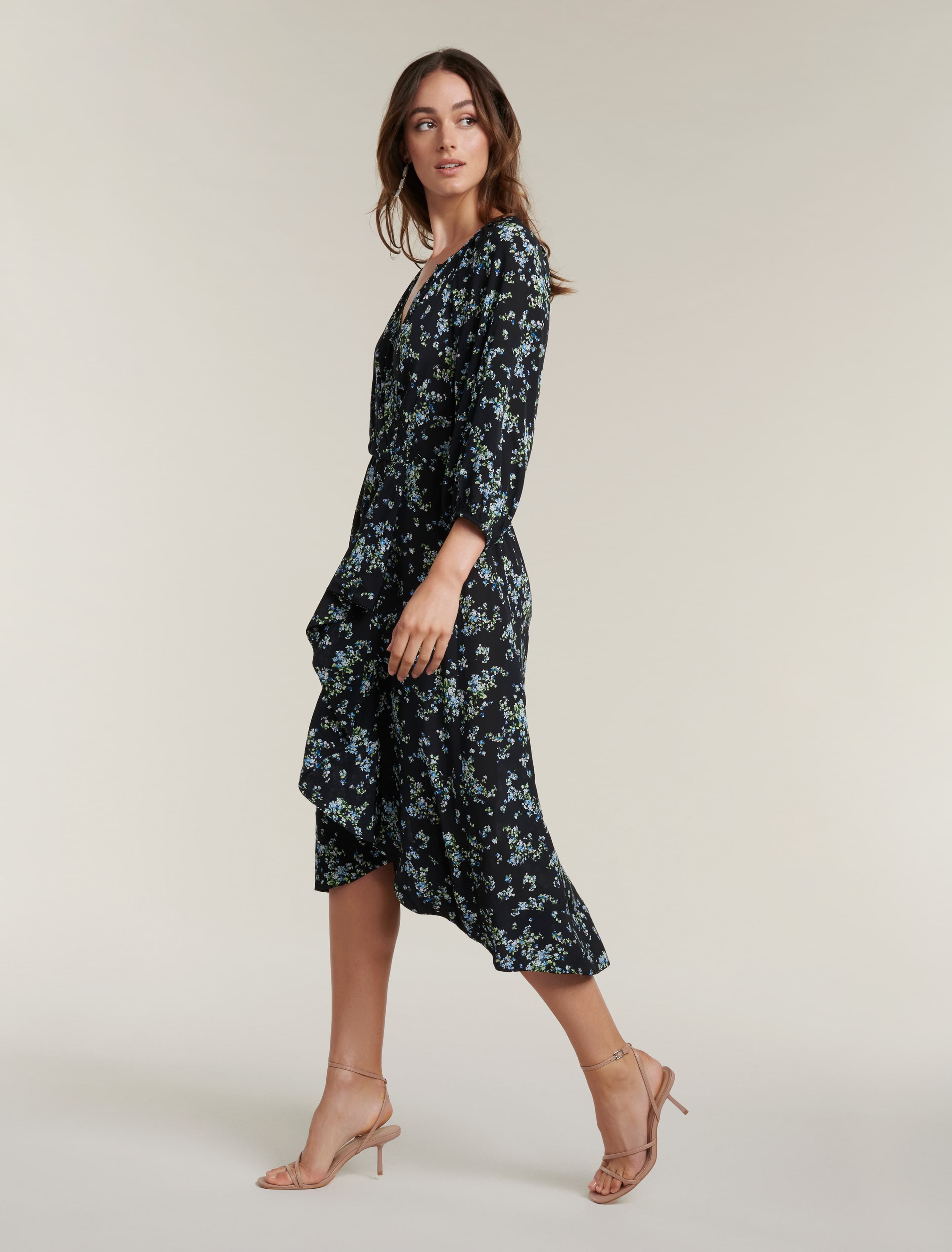 Maya Frill Wrap Midi Dress Whisper Ditsy