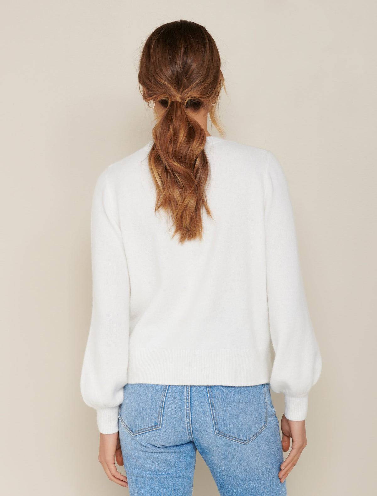 Elissa Blouson Sleeve Wool Jumper Porcelain