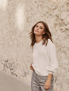 Elissa Blouson Sleeve Wool Jumper Porcelain