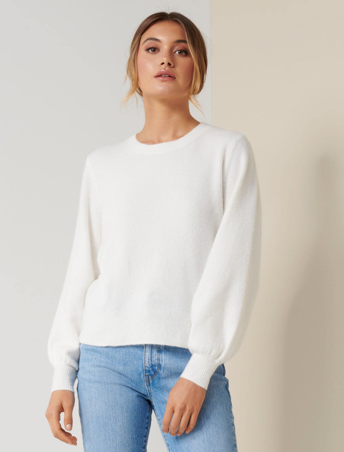 Elissa Blouson Sleeve Wool Jumper Porcelain