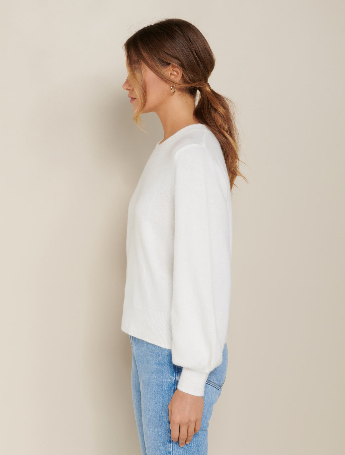 Elissa Blouson Sleeve Wool Jumper Porcelain