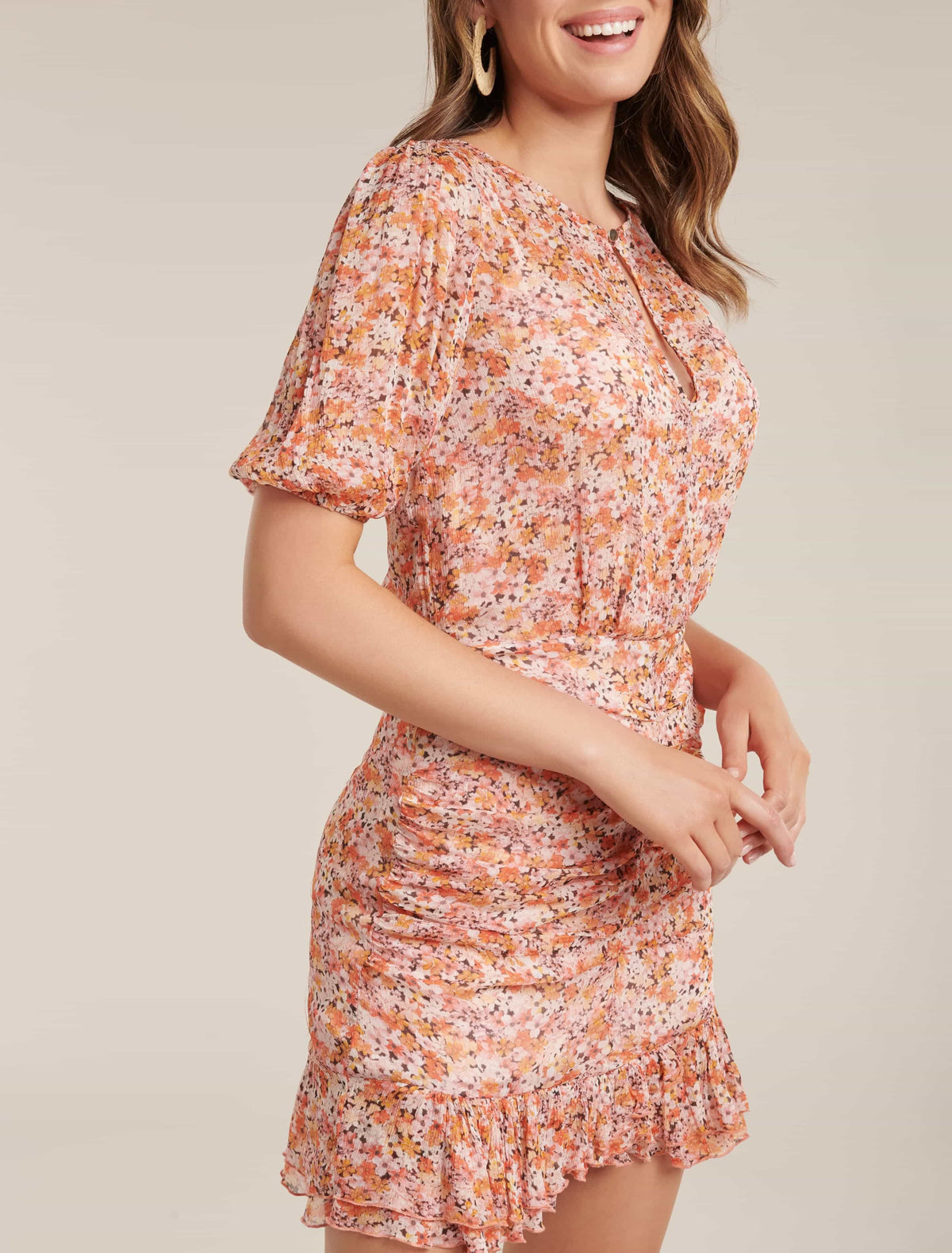 Kylie Ruched Mini Dress Packed Floral Ditsy