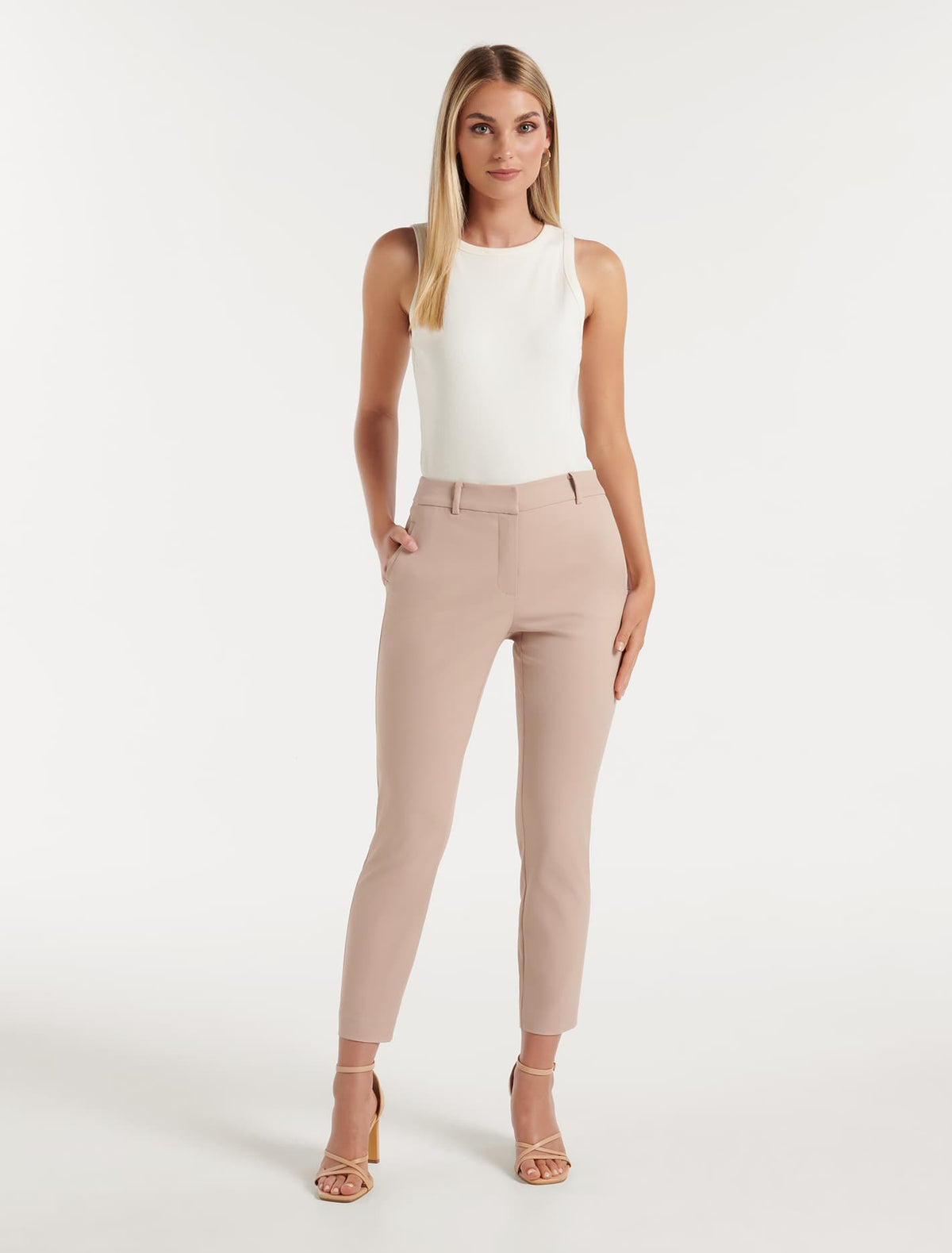 Grace 7/8th Slim Pants Beige Rose