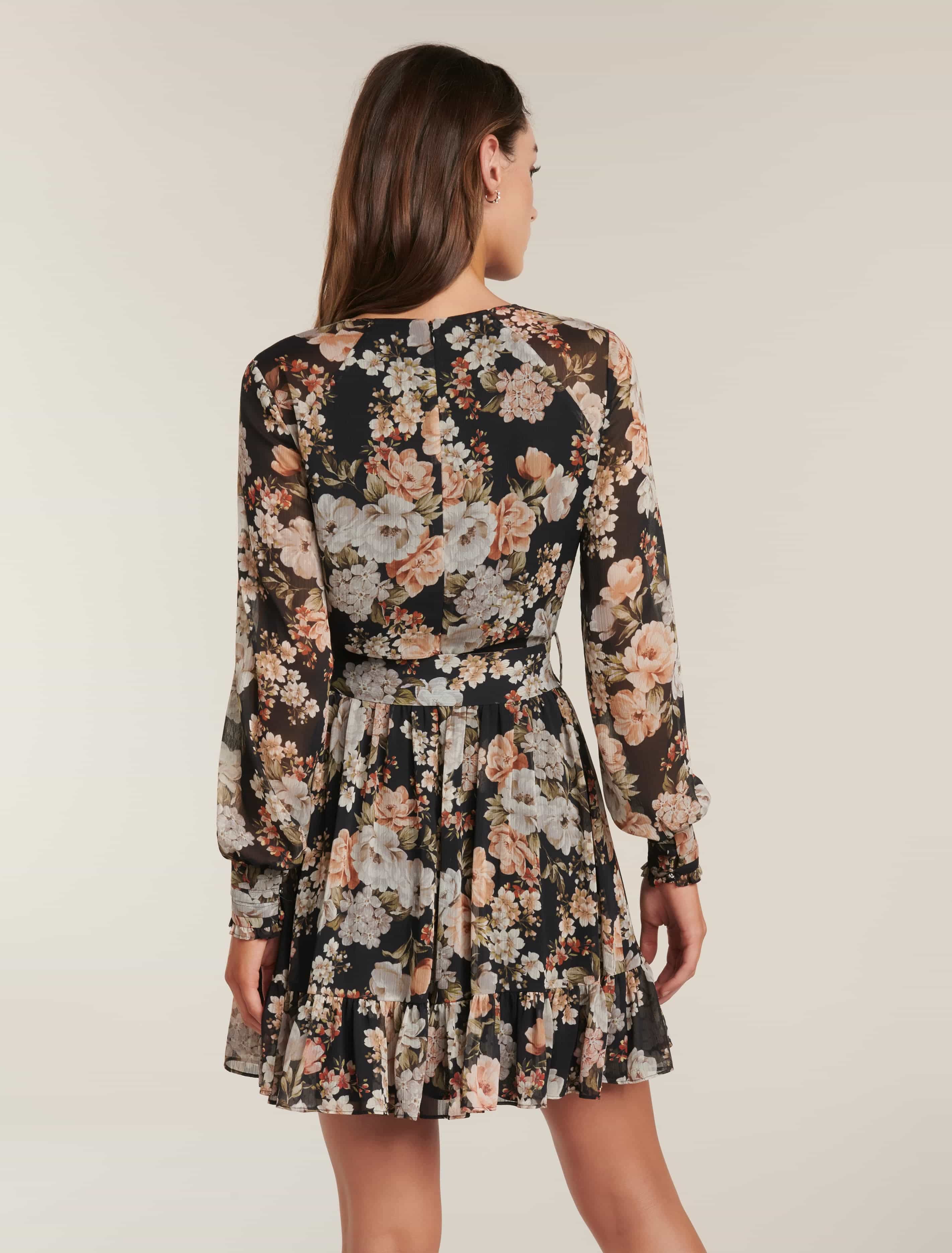 Abigail Belted Skater Dress Vintage Amber Floral