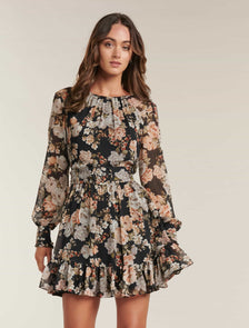 Abigail Belted Skater Dress Vintage Amber Floral