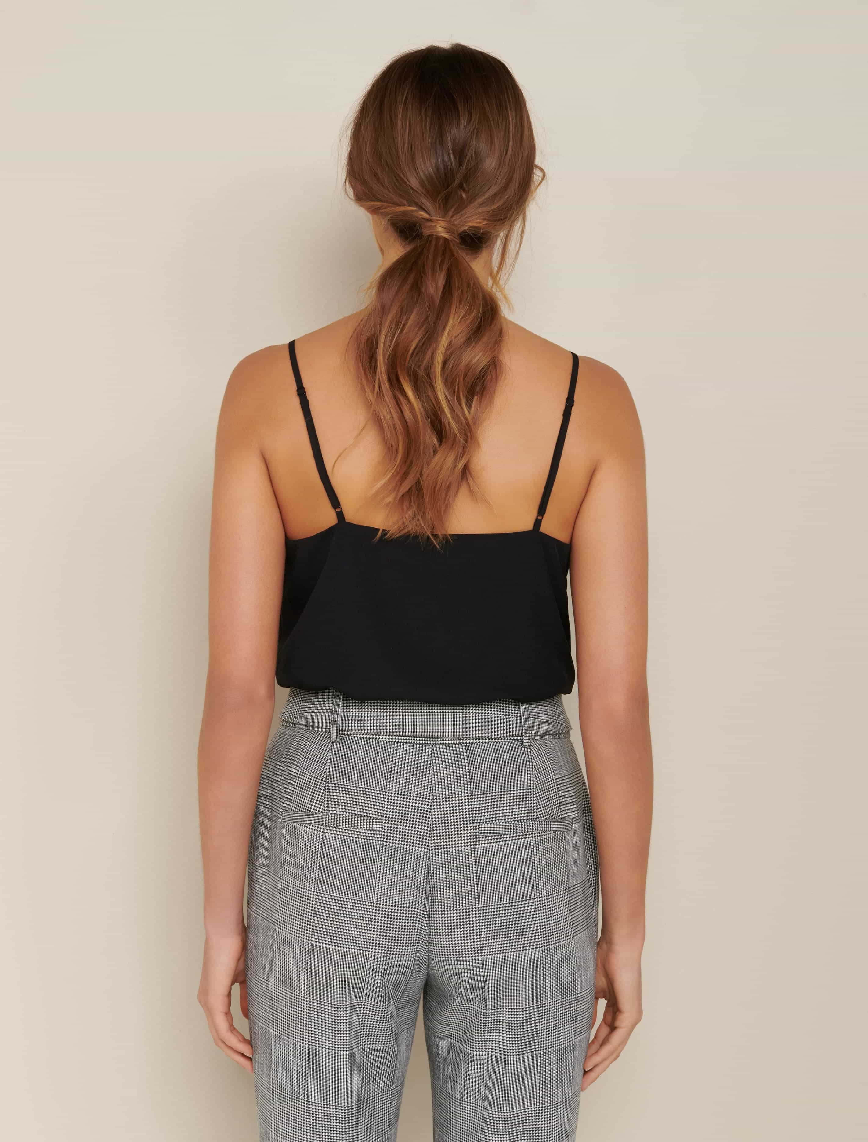 Rose Embroidered Cutwork Cami Black