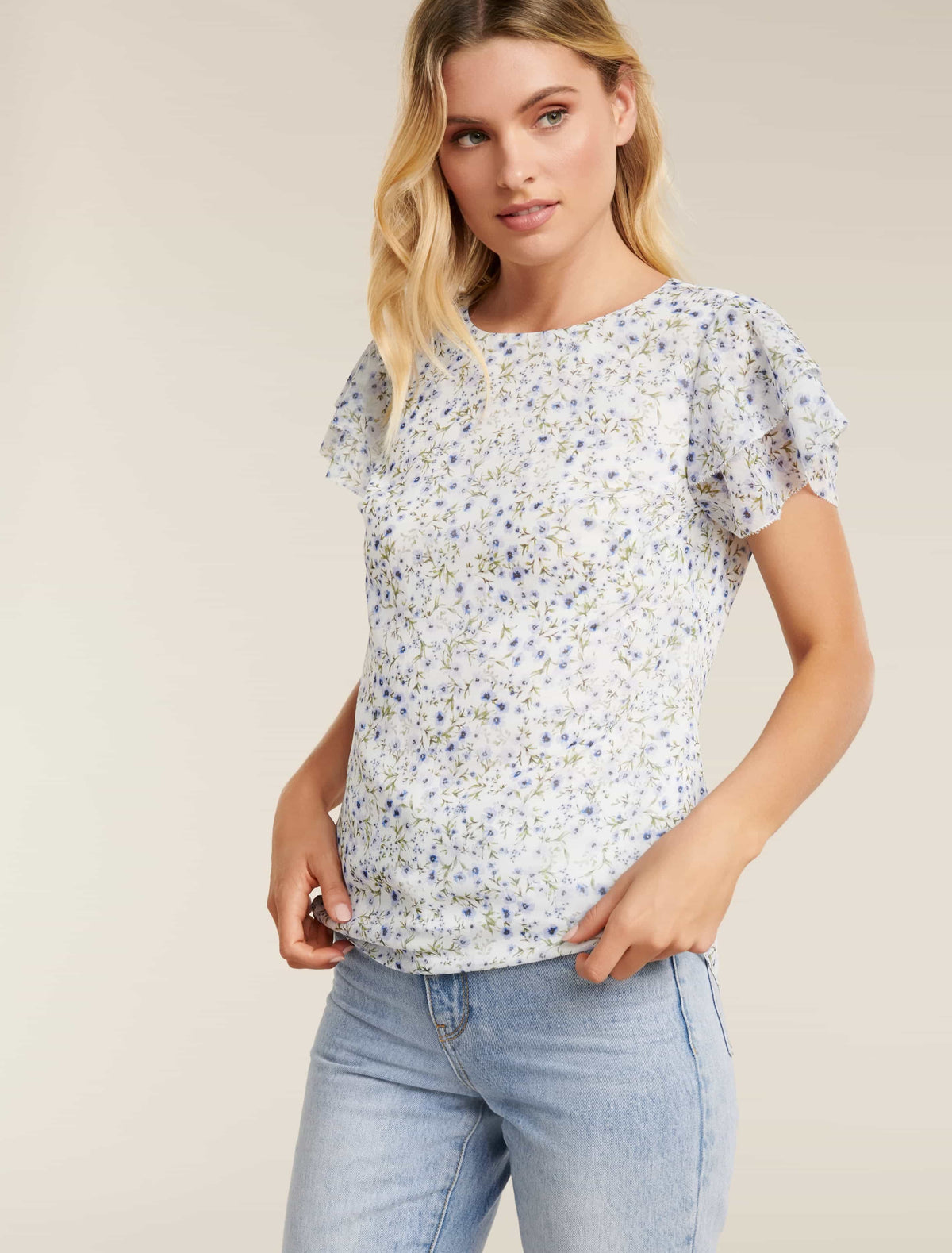 Tasmin Frill Sleeve Blouse SPRINGTIME DITSY