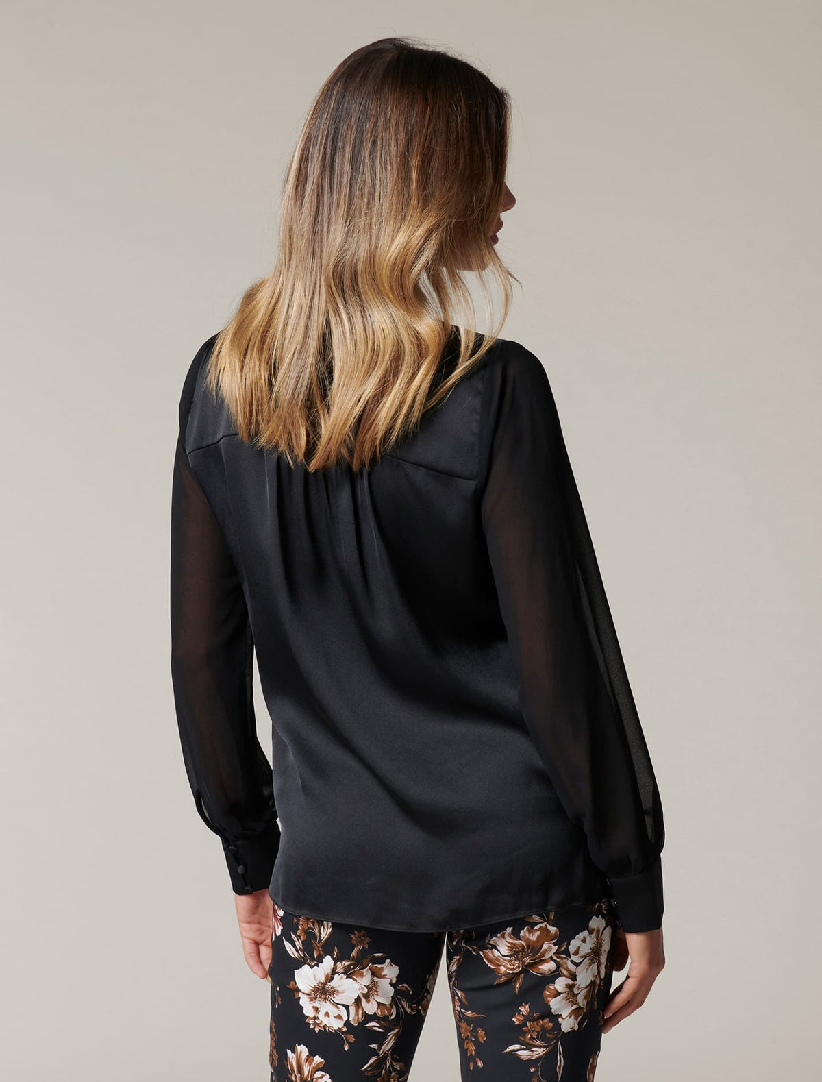 Sade Satin Wrap Blouse Black