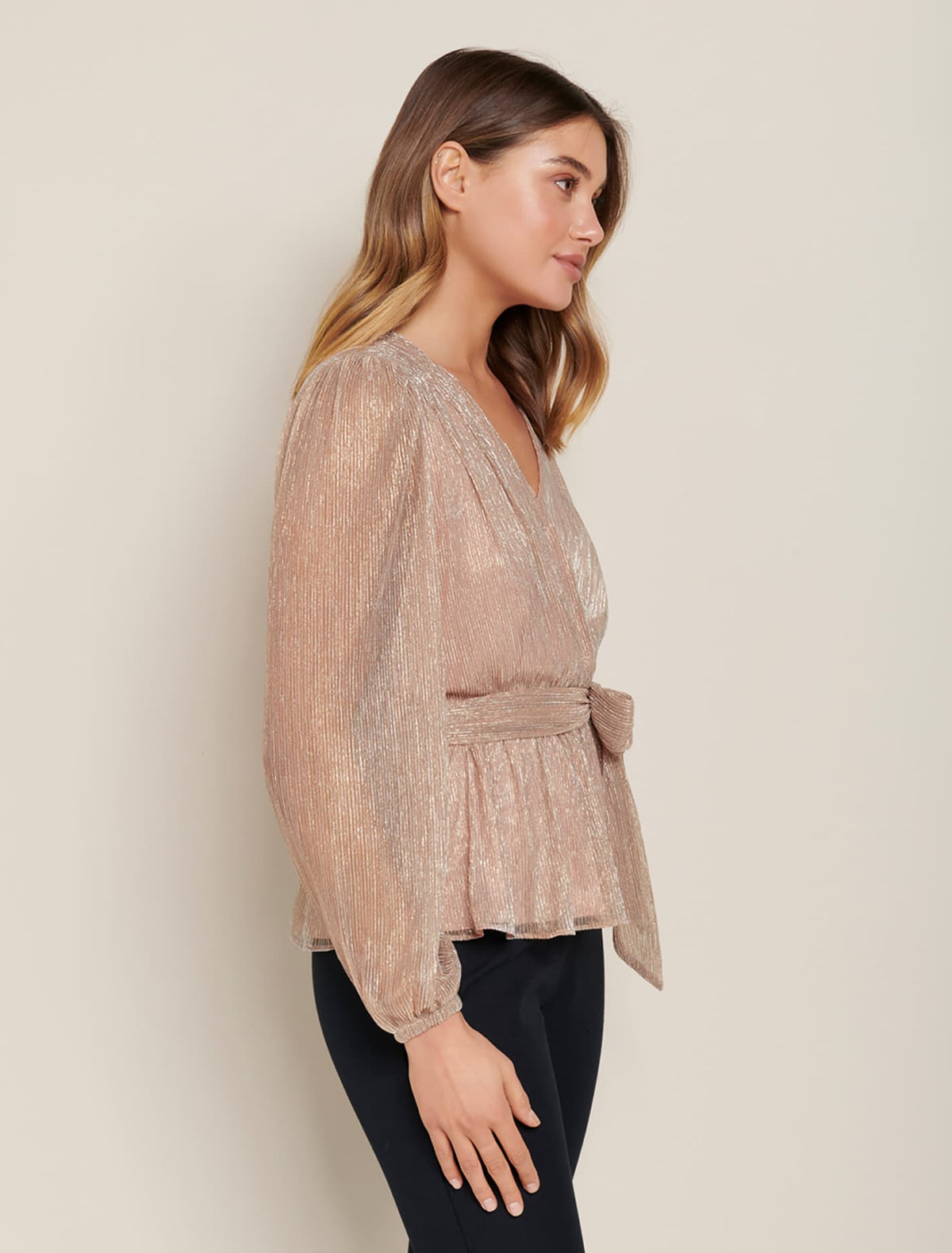Eden Plisse wrap top Blush