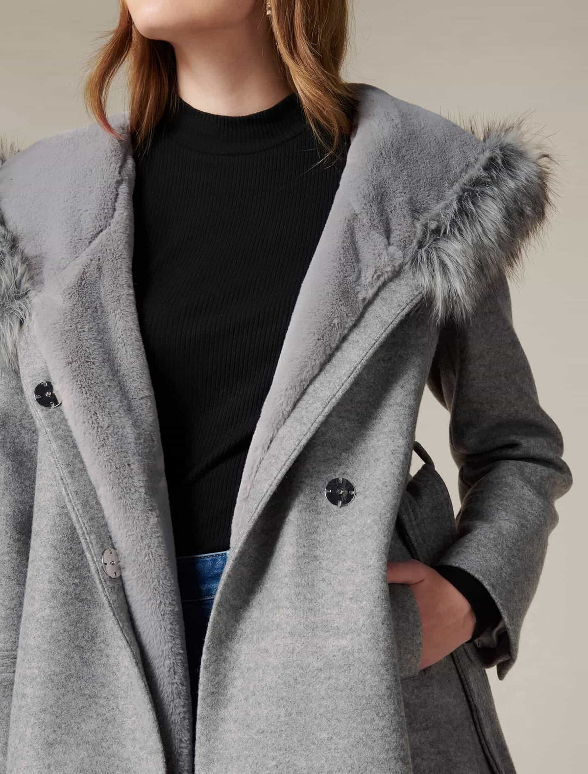 Bianca hooded wrap Grey Marle